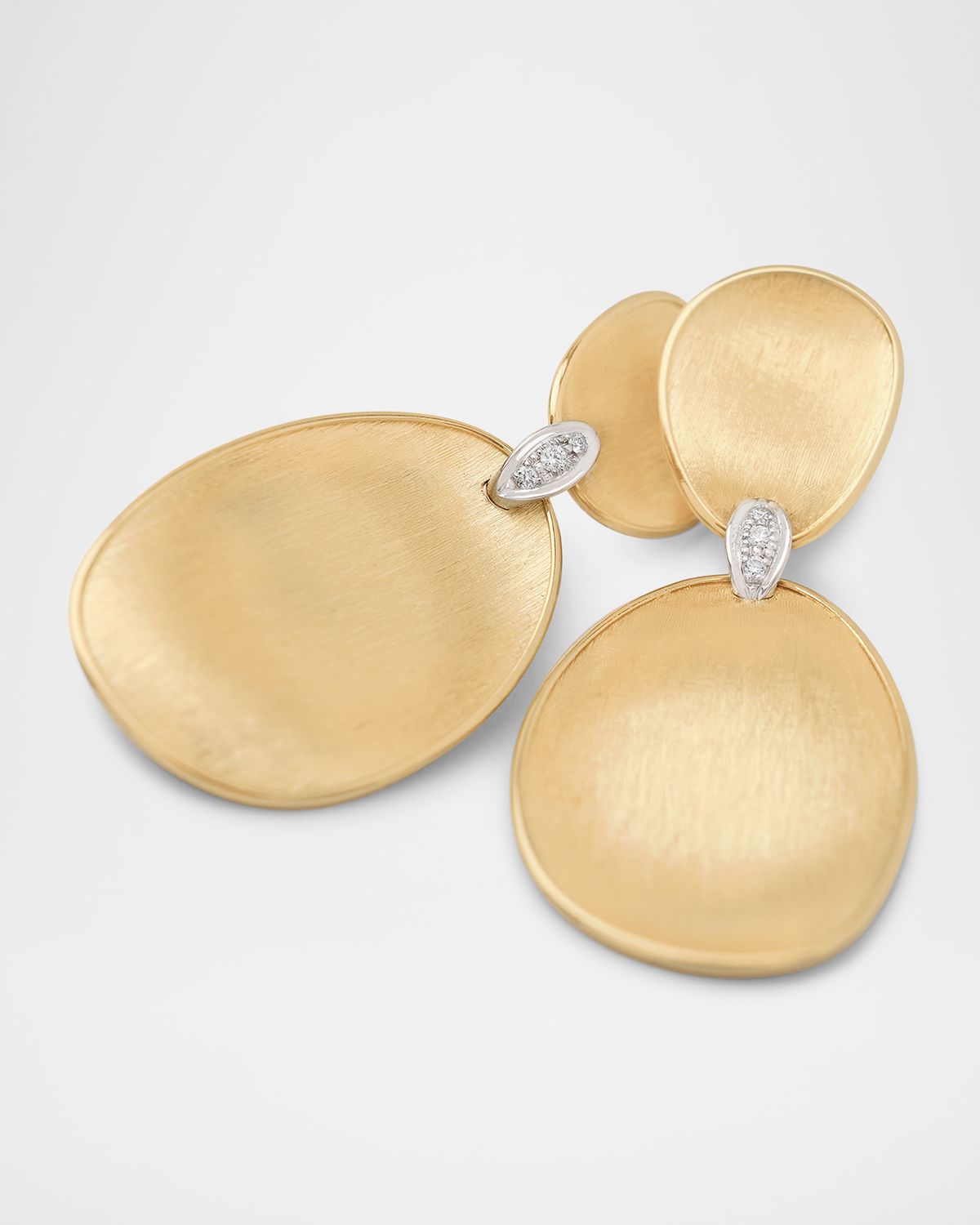 Marco Bicego 18K Gold Lunaria Two-Drop Earrings with Diamonds