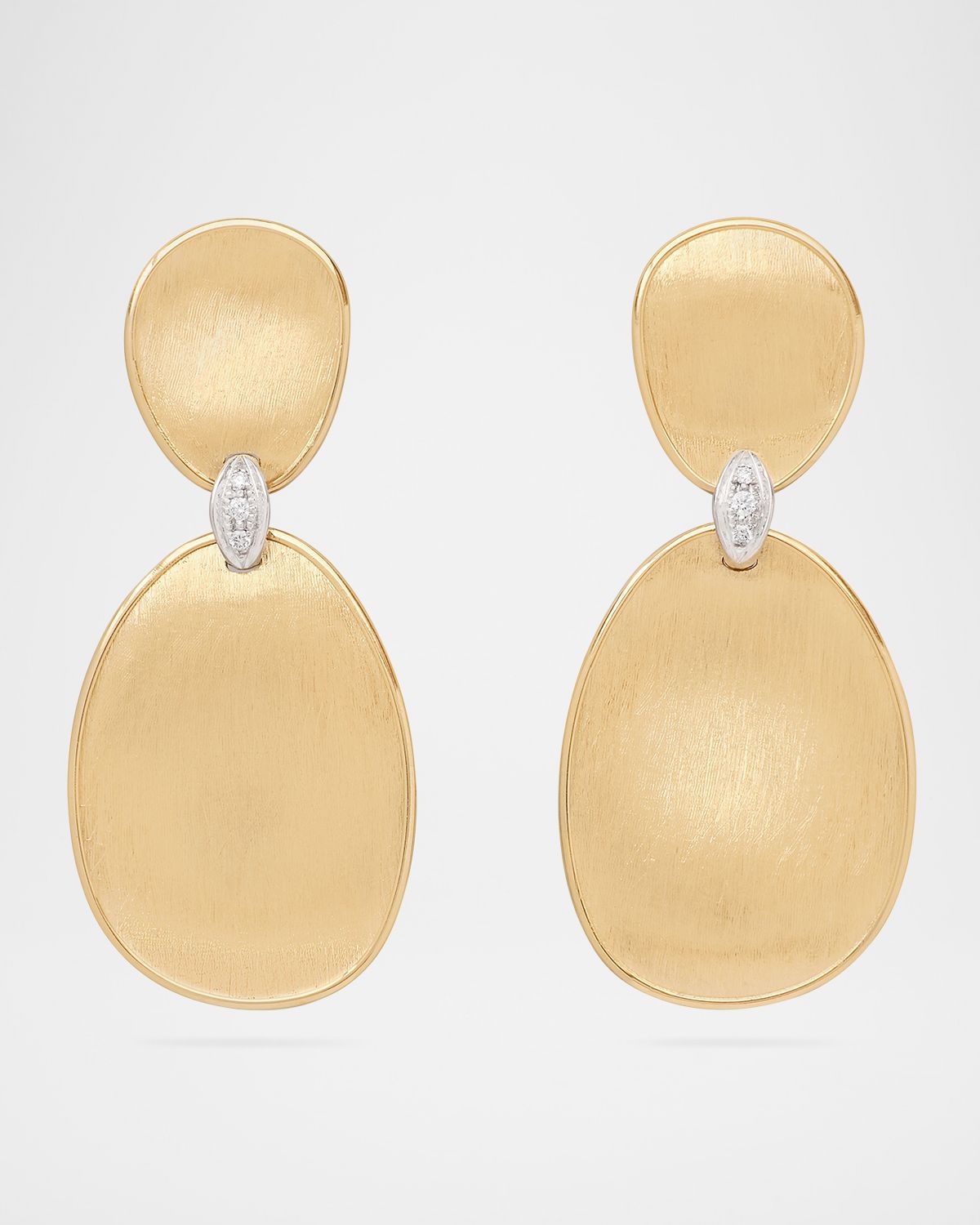 Marco Bicego 18K Gold Lunaria Two-Drop Earrings with Diamonds