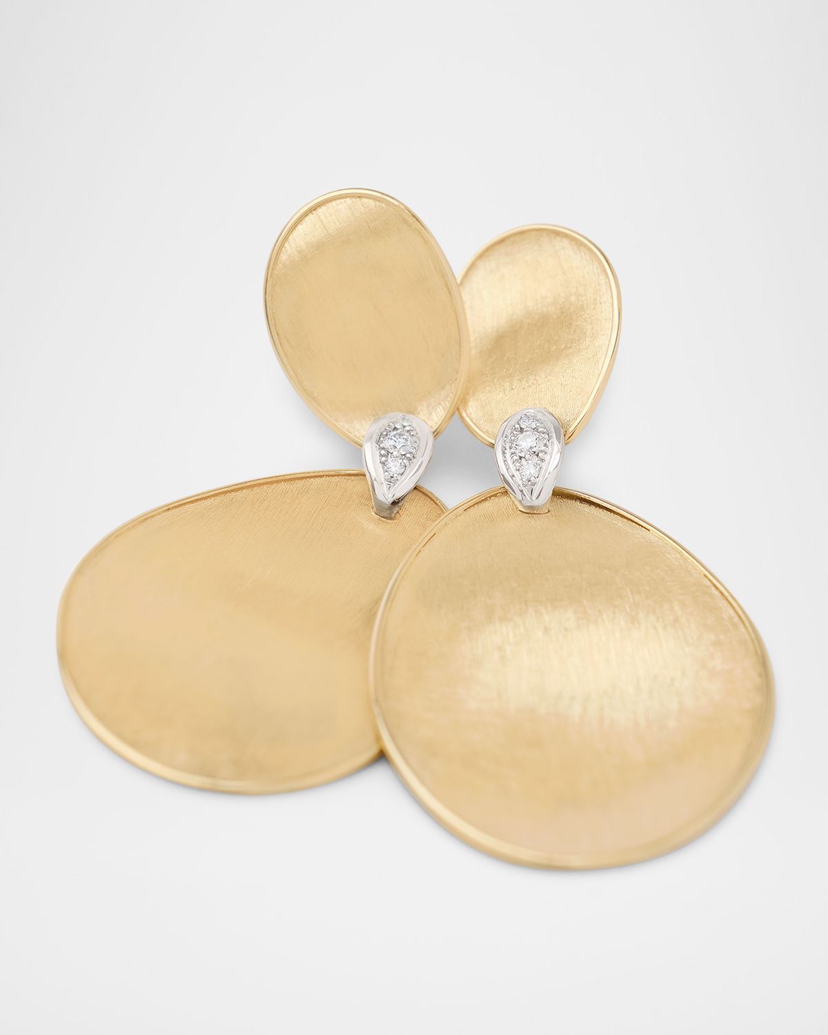 Marco Bicego 18K Gold Lunaria Large Two-Drop Earrings with Diamonds