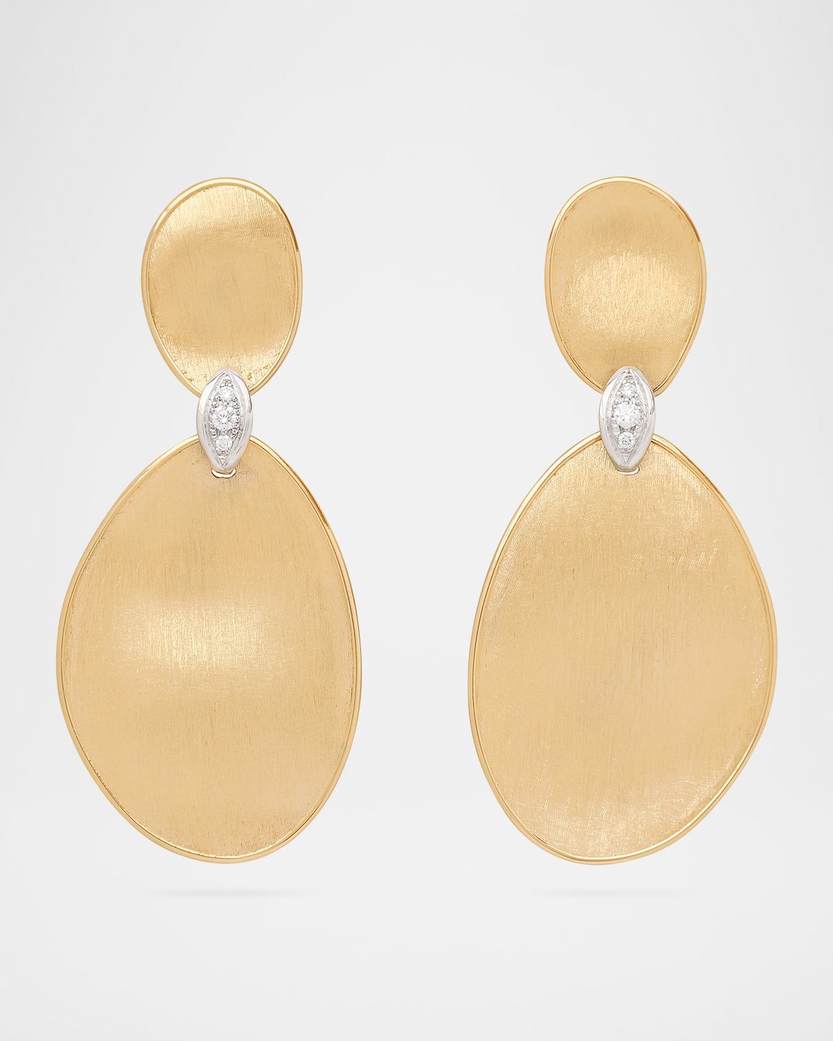Marco Bicego 18K Gold Lunaria Large Two-Drop Earrings with Diamonds