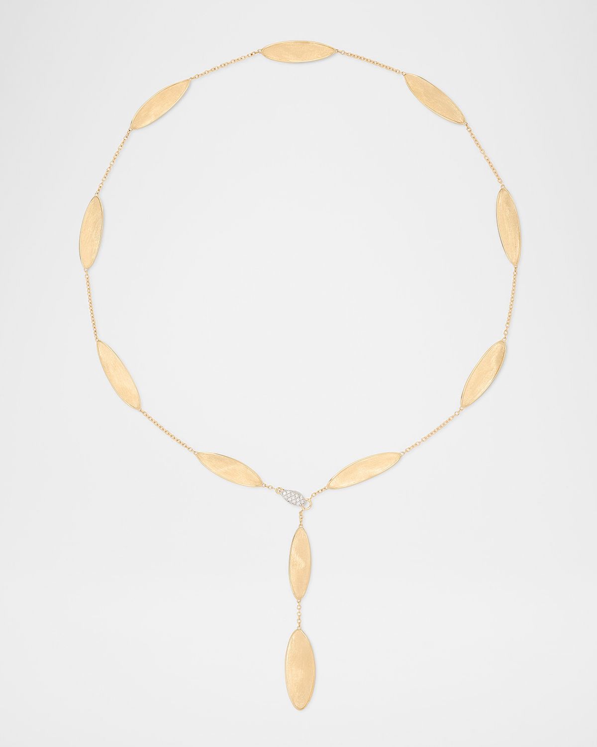 Marco Bicego 18K Gold Lunaria Twist Lariat with Diamond Pave Clasp