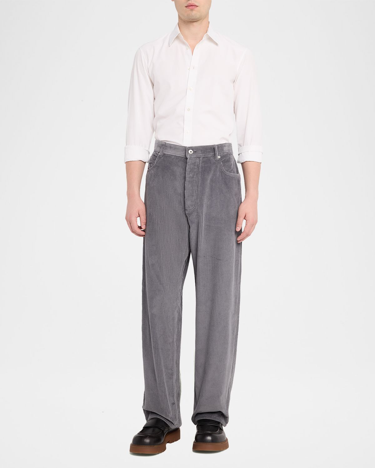 Bottega Veneta Men 's Cotton Corduroy Relaxed Straight-Leg Pants