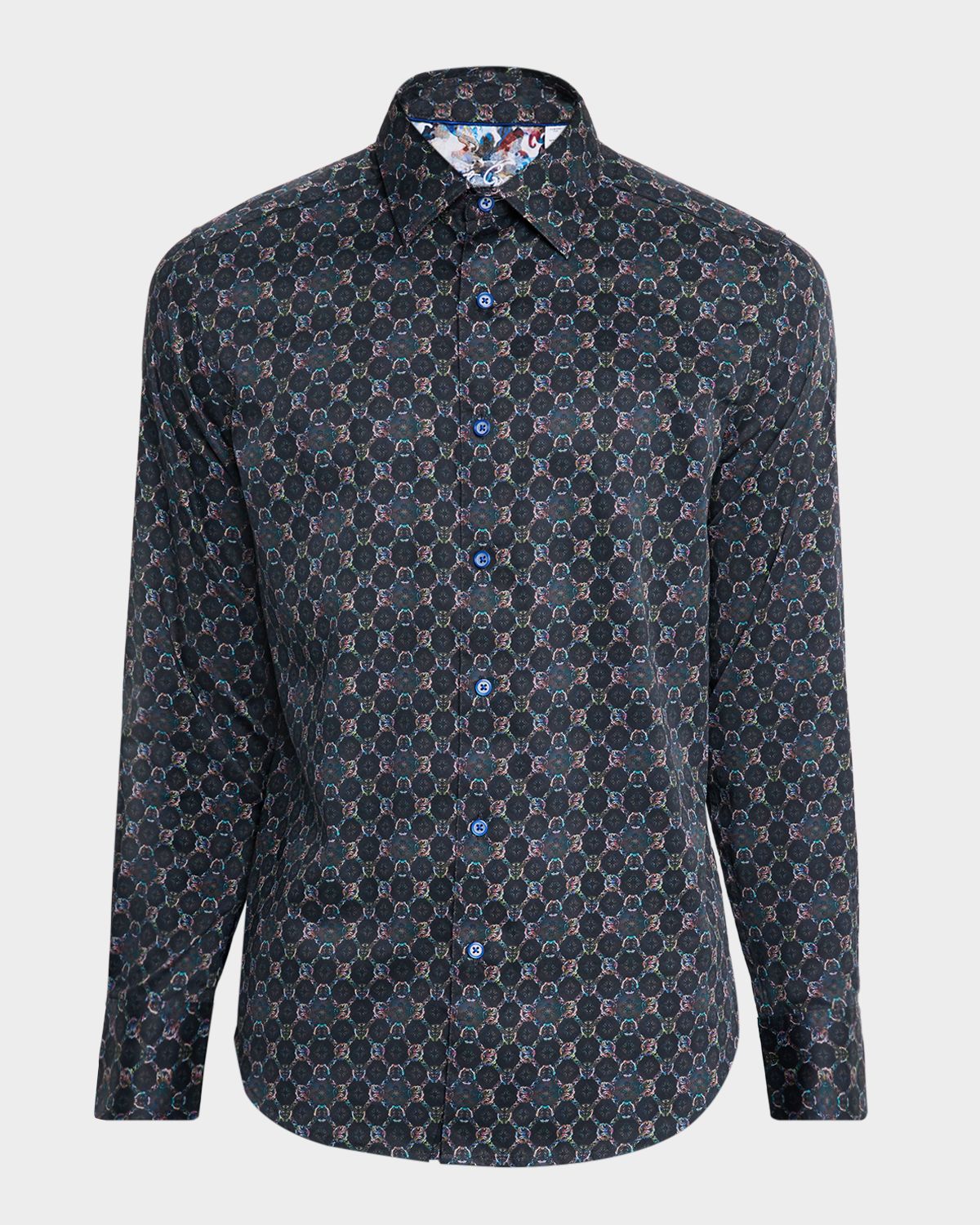Robert Graham Men 's Bramston Medallion Satin Button-Down Shirt | Thumbnail 6