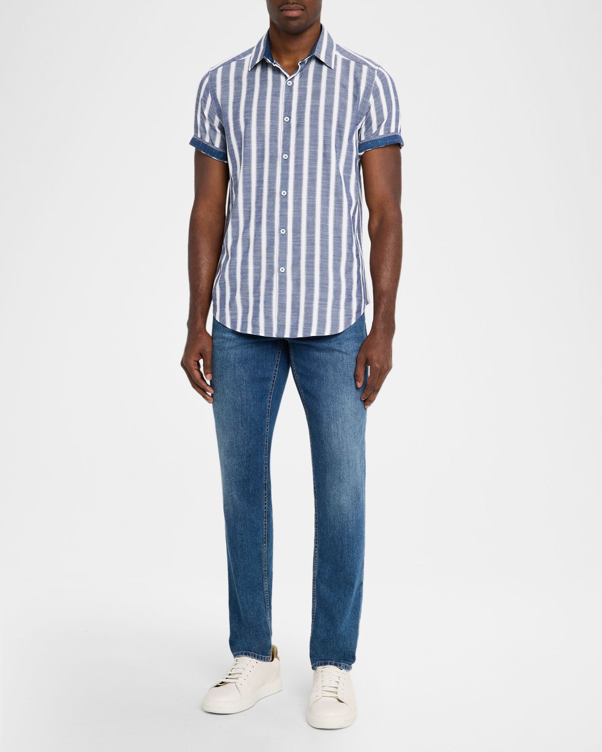 Robert Graham Men 's Preston Stripe Short-Sleeve Shirt | Thumbnail 5