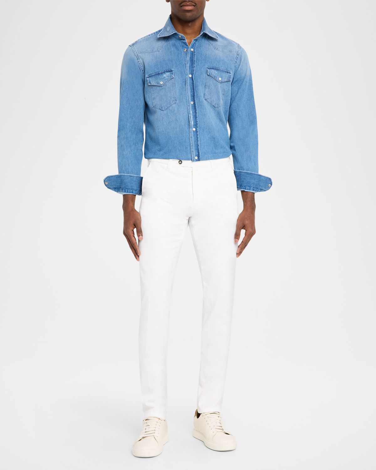 Kiton Men 's Wool Slim Flat-Front Trousers