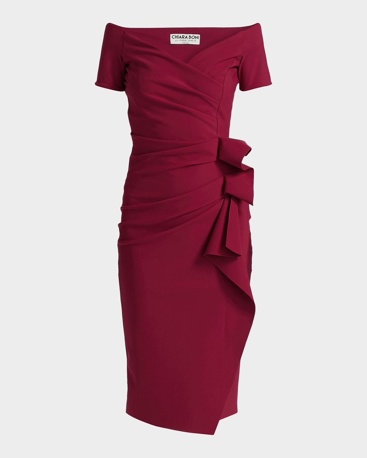 Chiara Boni La Petite Robe Silveria Draped Off-The-Shoulder Sheath Dress