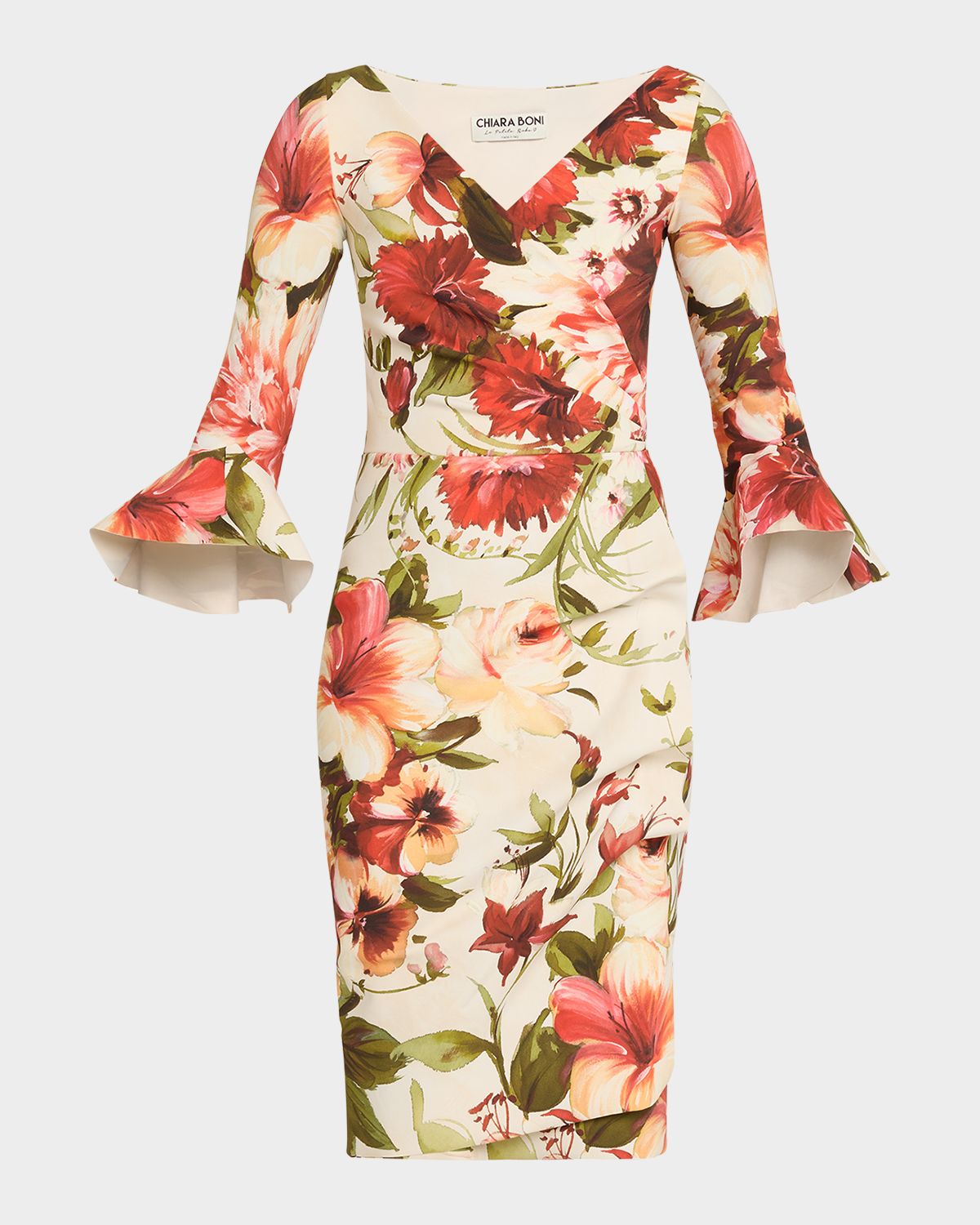 Chiara Boni La Petite Robe Triana Floral-Print Bodycon Ruffle Dress