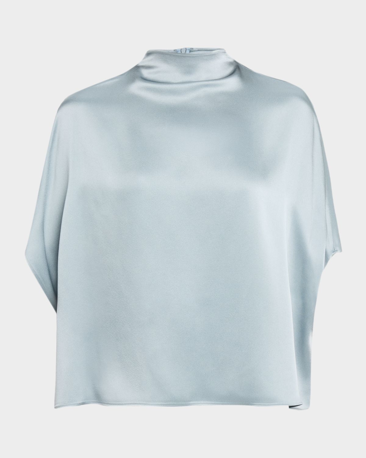 LAPOINTE Double-Face Satin Mock-Neck Blouse