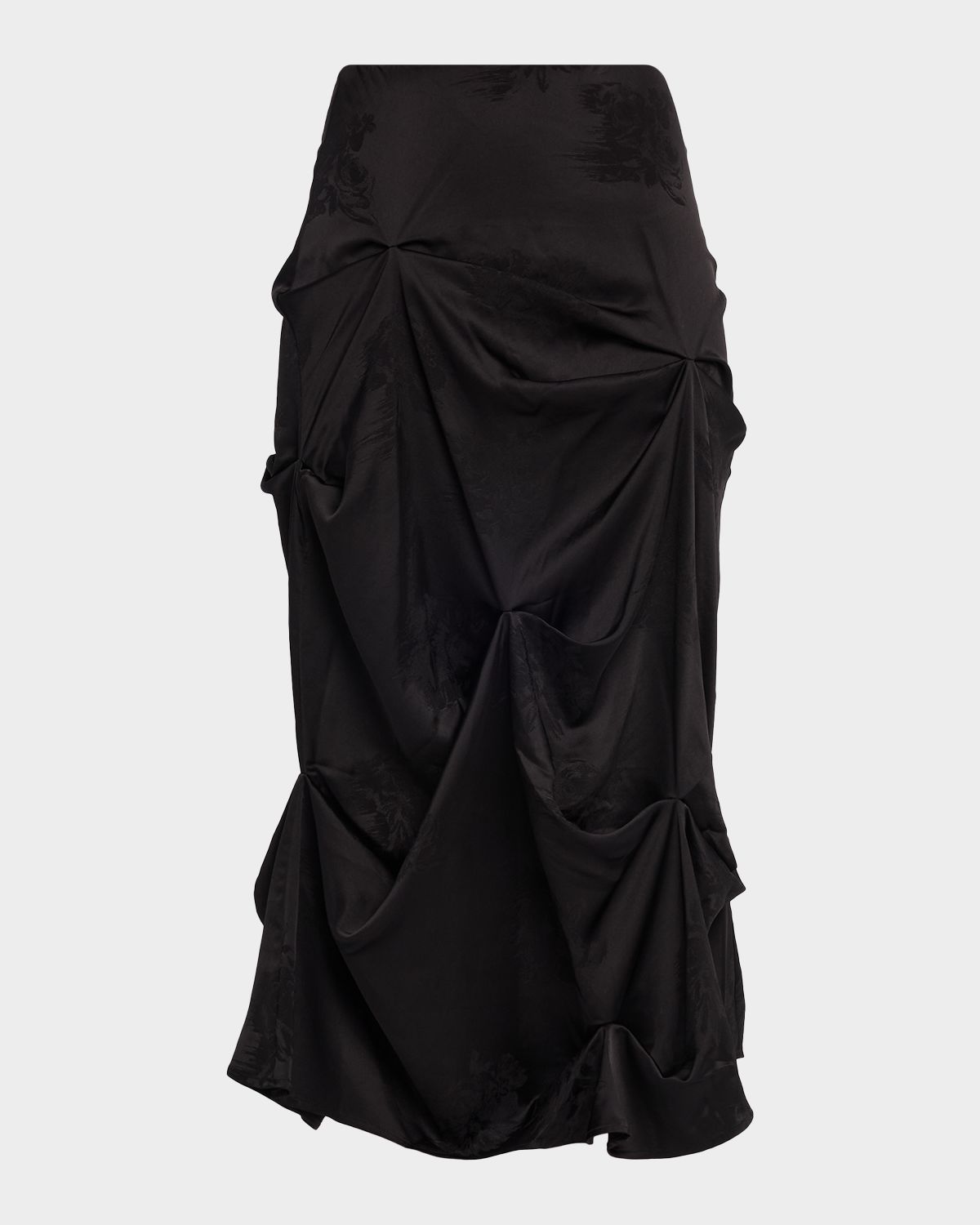 Ganni Fluid Satin Jacquard Draped Skirt