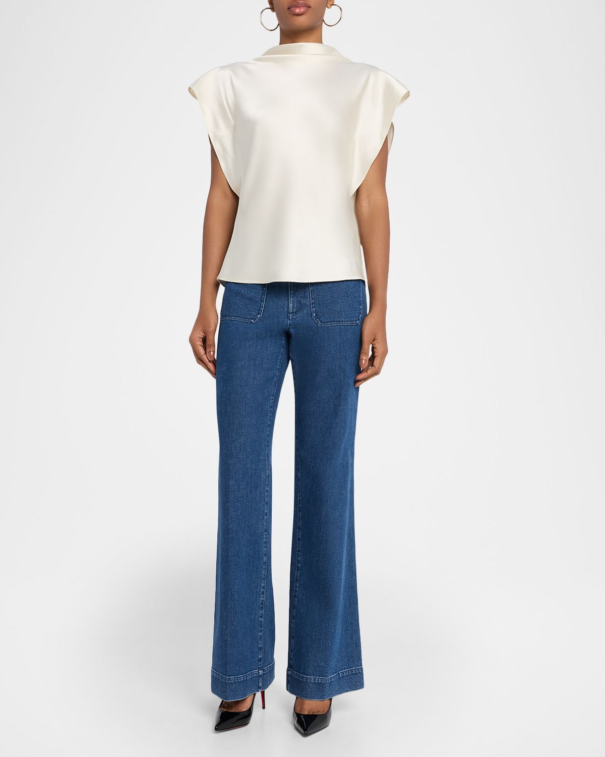 Tanya Taylor Adrien Draped Satin Top