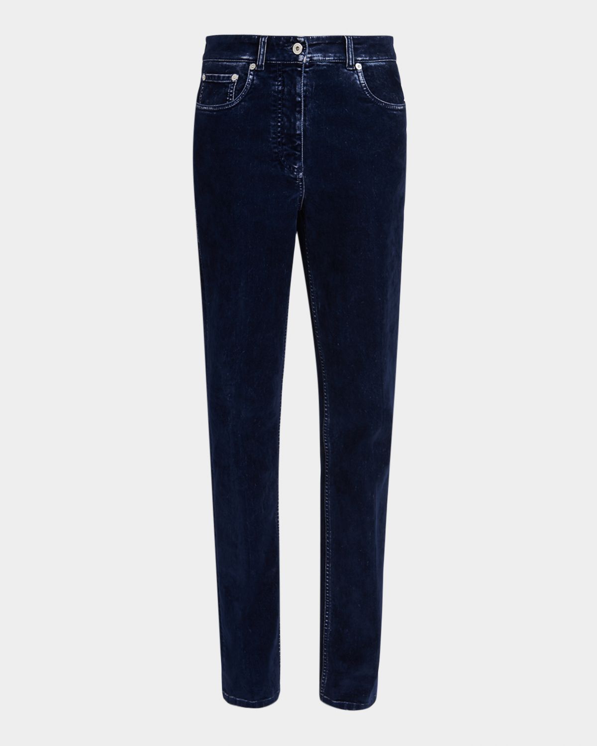 Ferragamo Flocked Velvet Straight-Leg Jeans