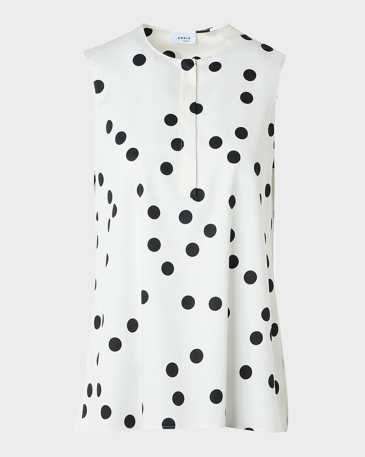 Akris punto Polka-Dot Cotton Sleeveless Tunic Blouse