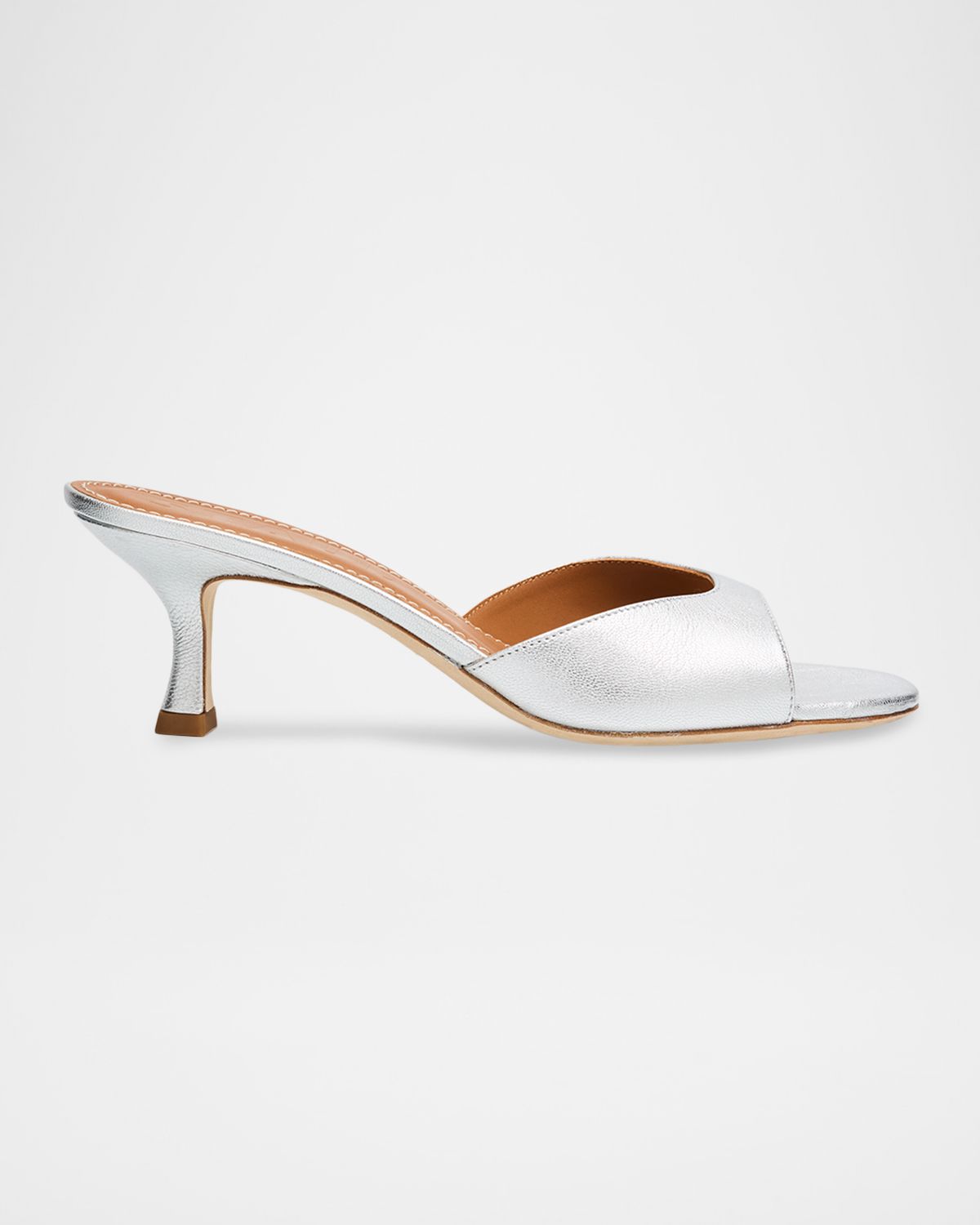 STAUD Brigitte Metallic Leather Kitten-Heel Mules