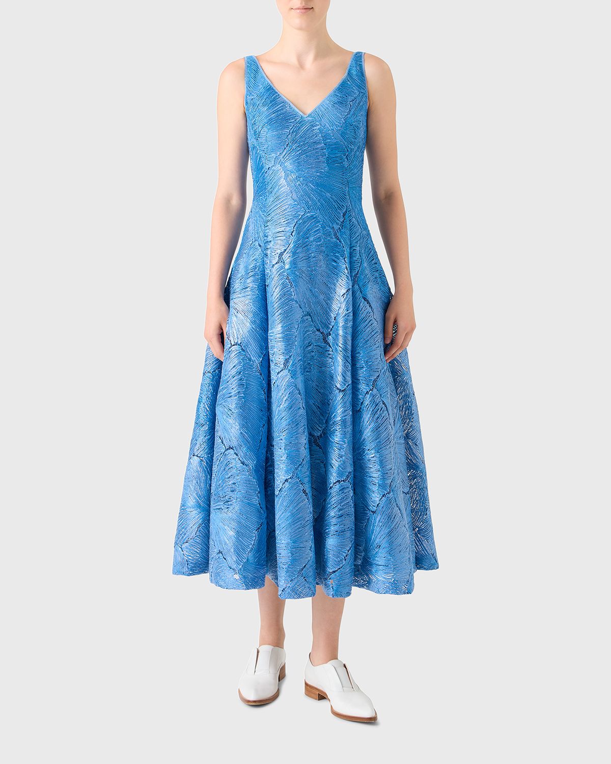 Akris Lacquered Sea Faille Sleeveless Midi Dress | Thumbnail 6