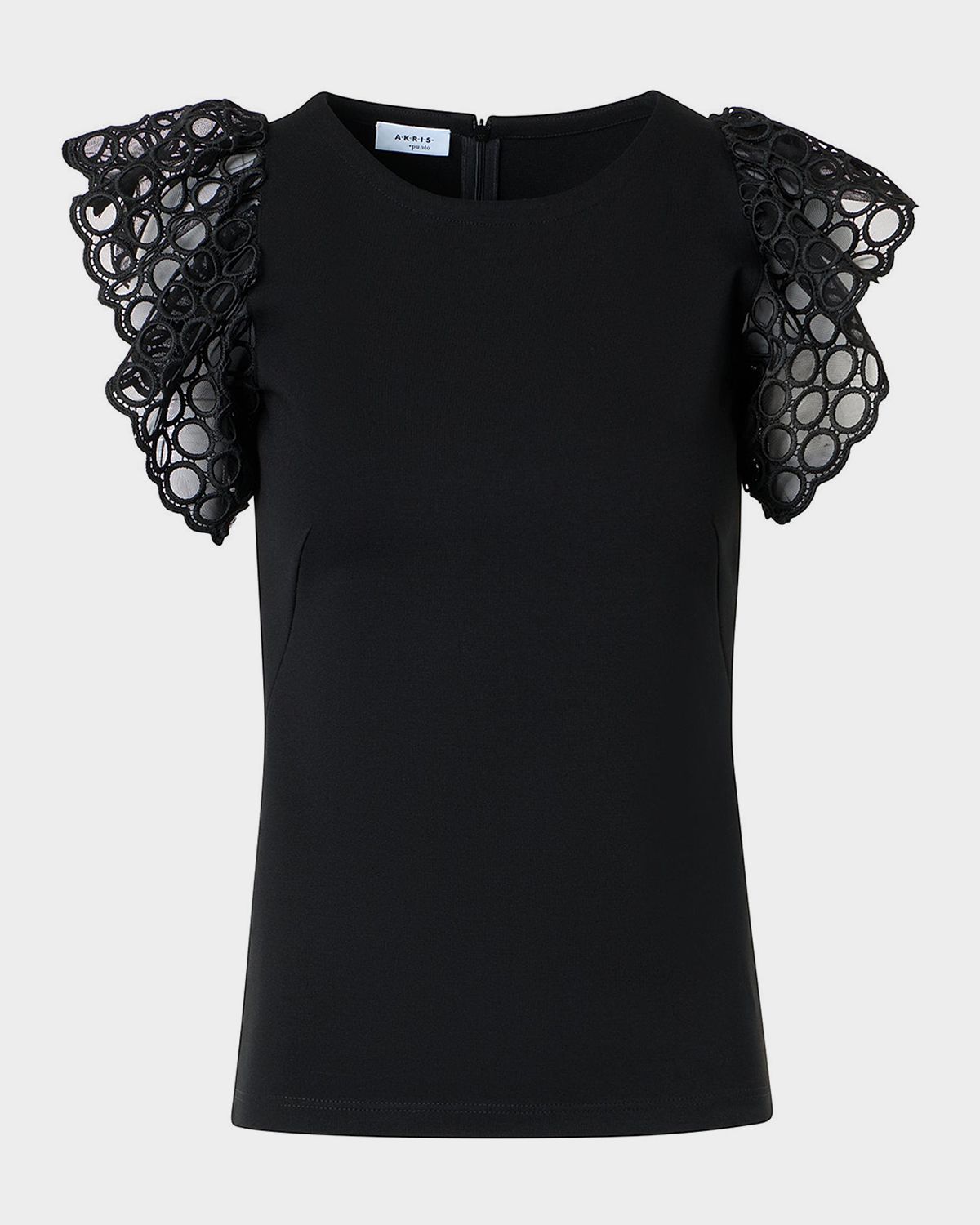 Akris punto Embroidered Flutter-Sleeve Jersey Top
