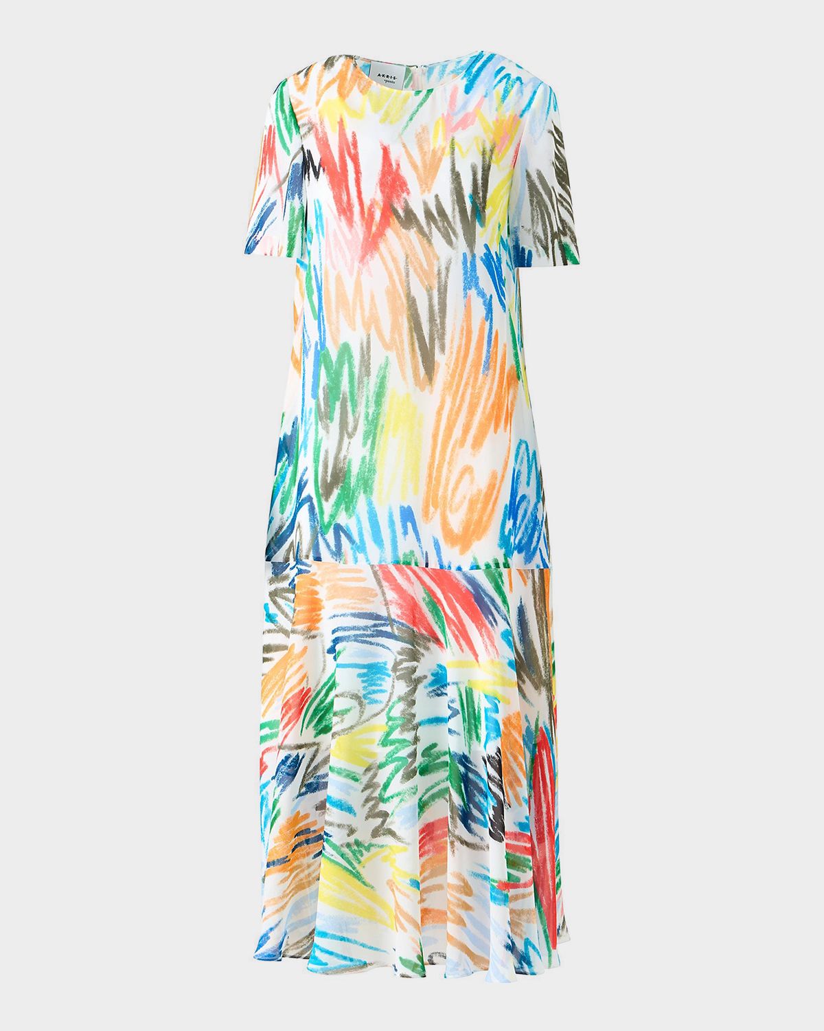 Akris punto Scribble-Print Dropped-Waist Maxi Dress