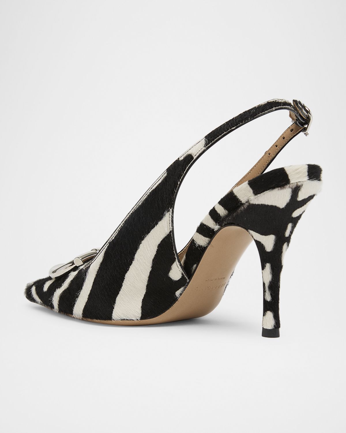 Ferragamo 95mm Sarah Zebra Calf Hair Slingback Pumps