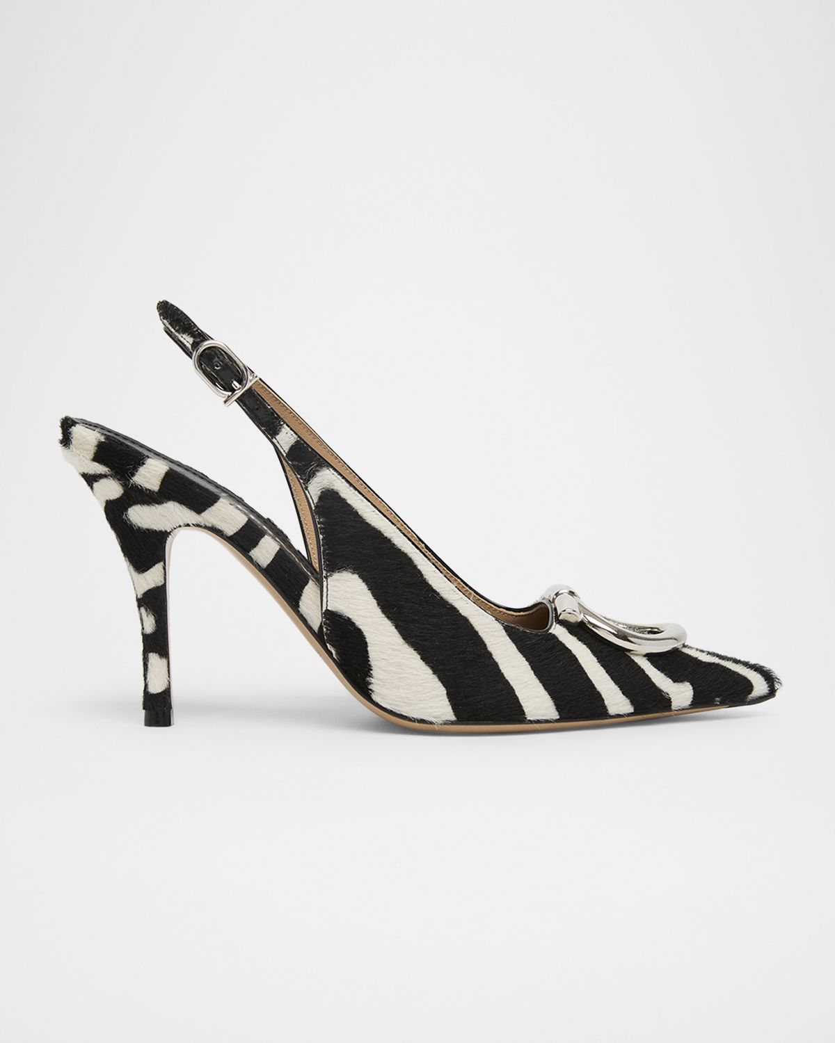 Ferragamo 95mm Sarah Zebra Calf Hair Slingback Pumps