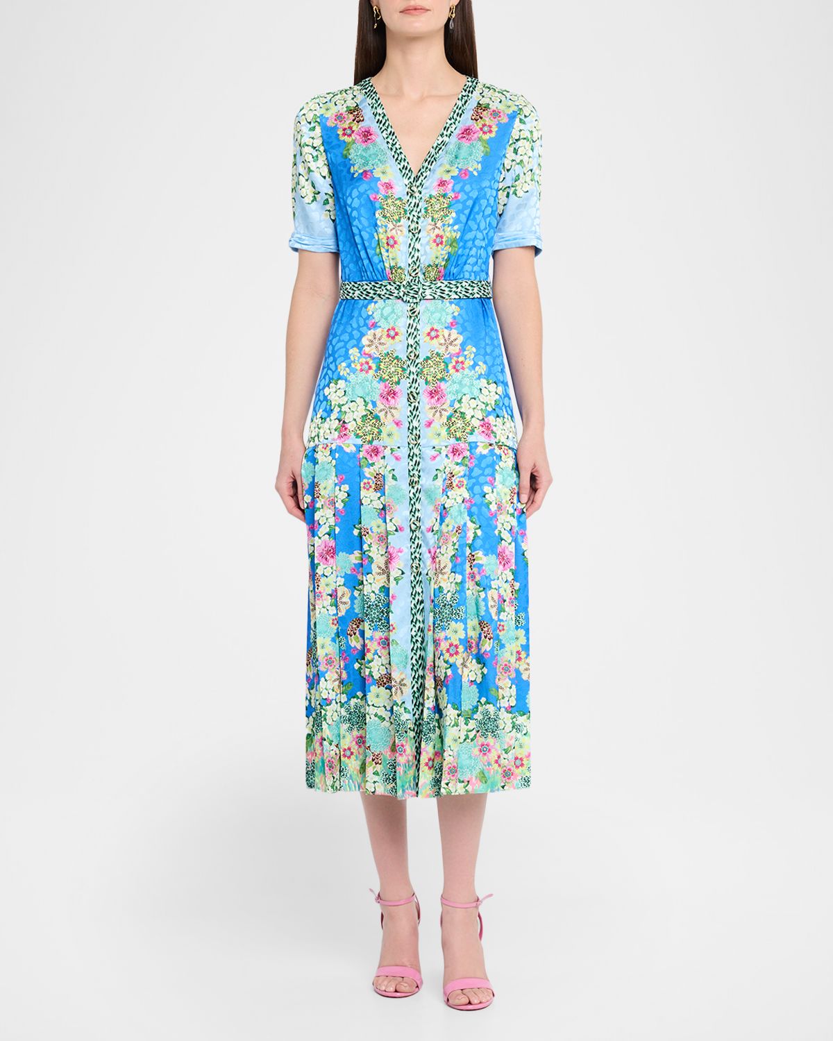 Saloni Lea Printed Satin Shirtdress