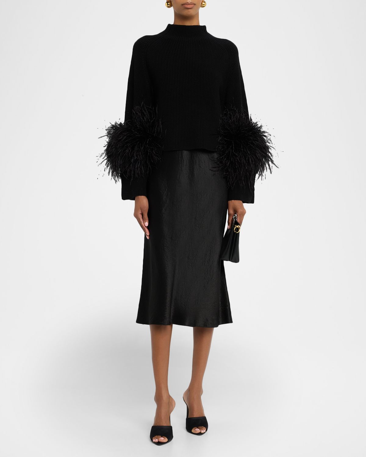 LAPOINTE Mock-Neck Merino Rib Sweater With Feathers | Thumbnail 5 LAPOINTE Mock-Neck Merino Rib Sweater With Feathers | Thumbnail 5