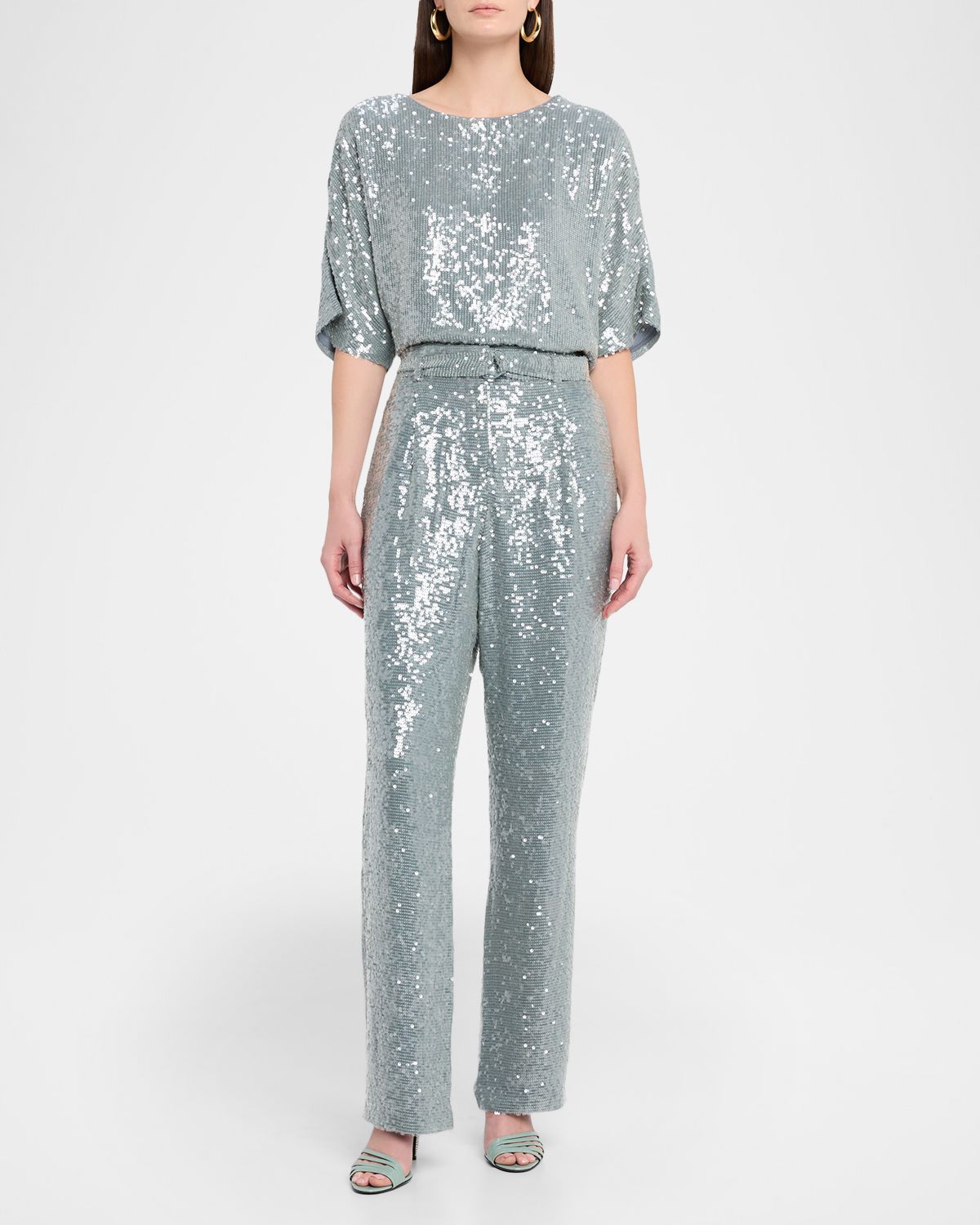 LAPOINTE Sequined Short-Sleeve Oversized T-Shirt