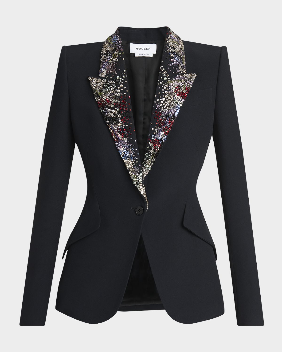 McQueen Crystal Lapel Single-Breasted Jacket