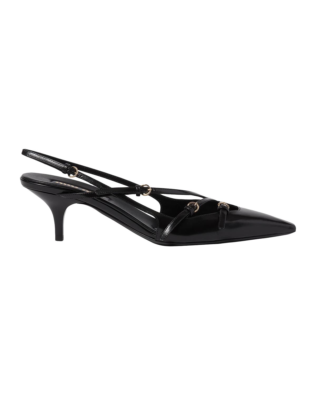 Miu Miu Multi-Buckle 55MM Leather Slingback Pumps | Thumbnail 3