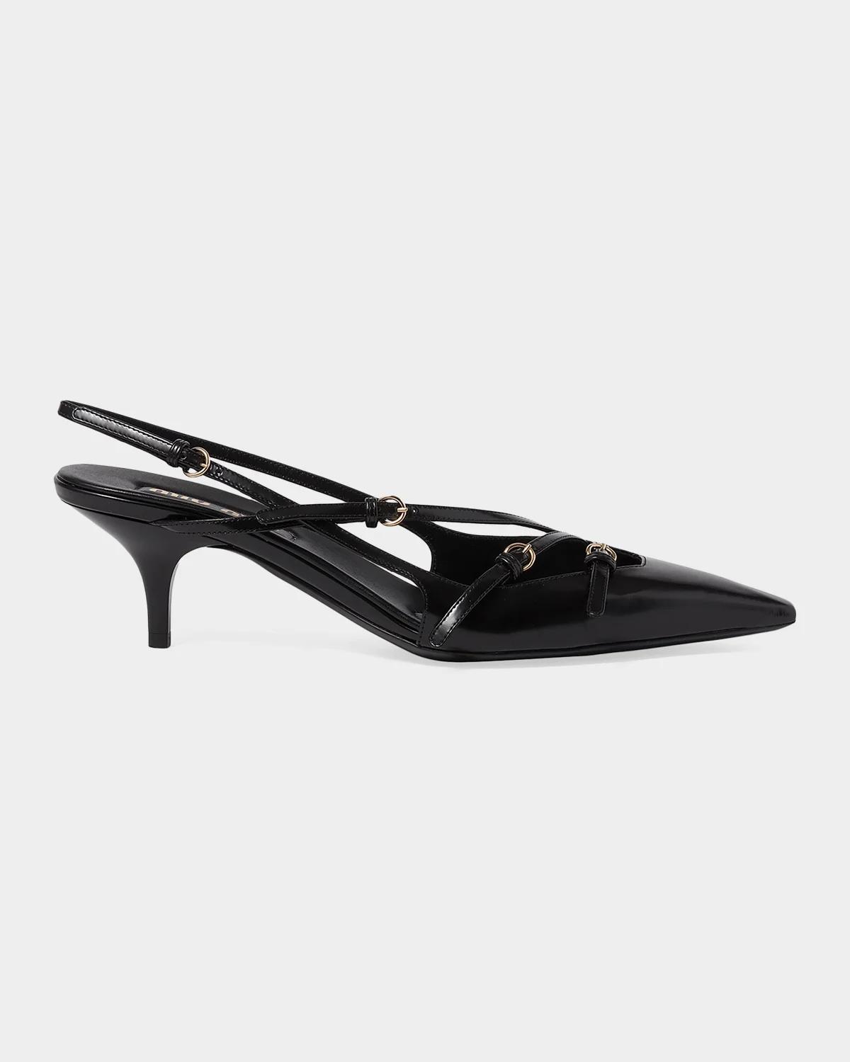 Miu Miu Multi-Buckle 55MM Leather Slingback Pumps