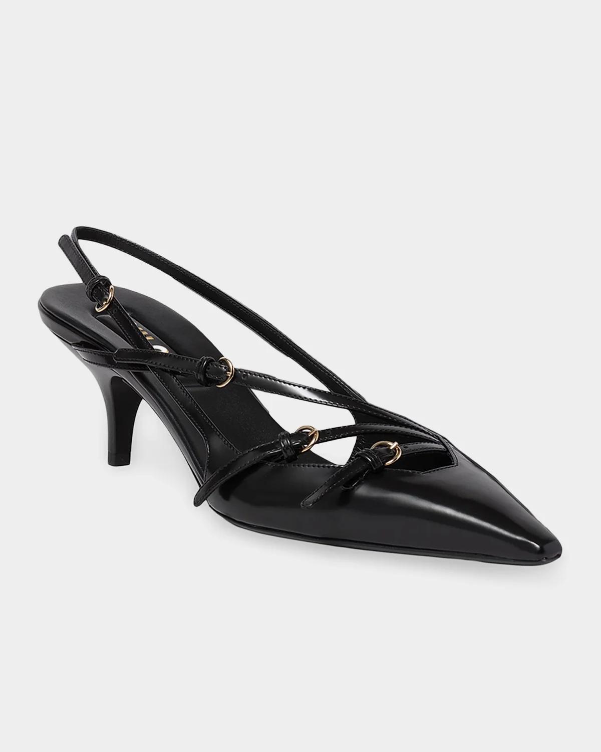 Miu Miu Multi-Buckle 55MM Leather Slingback Pumps | Thumbnail 2