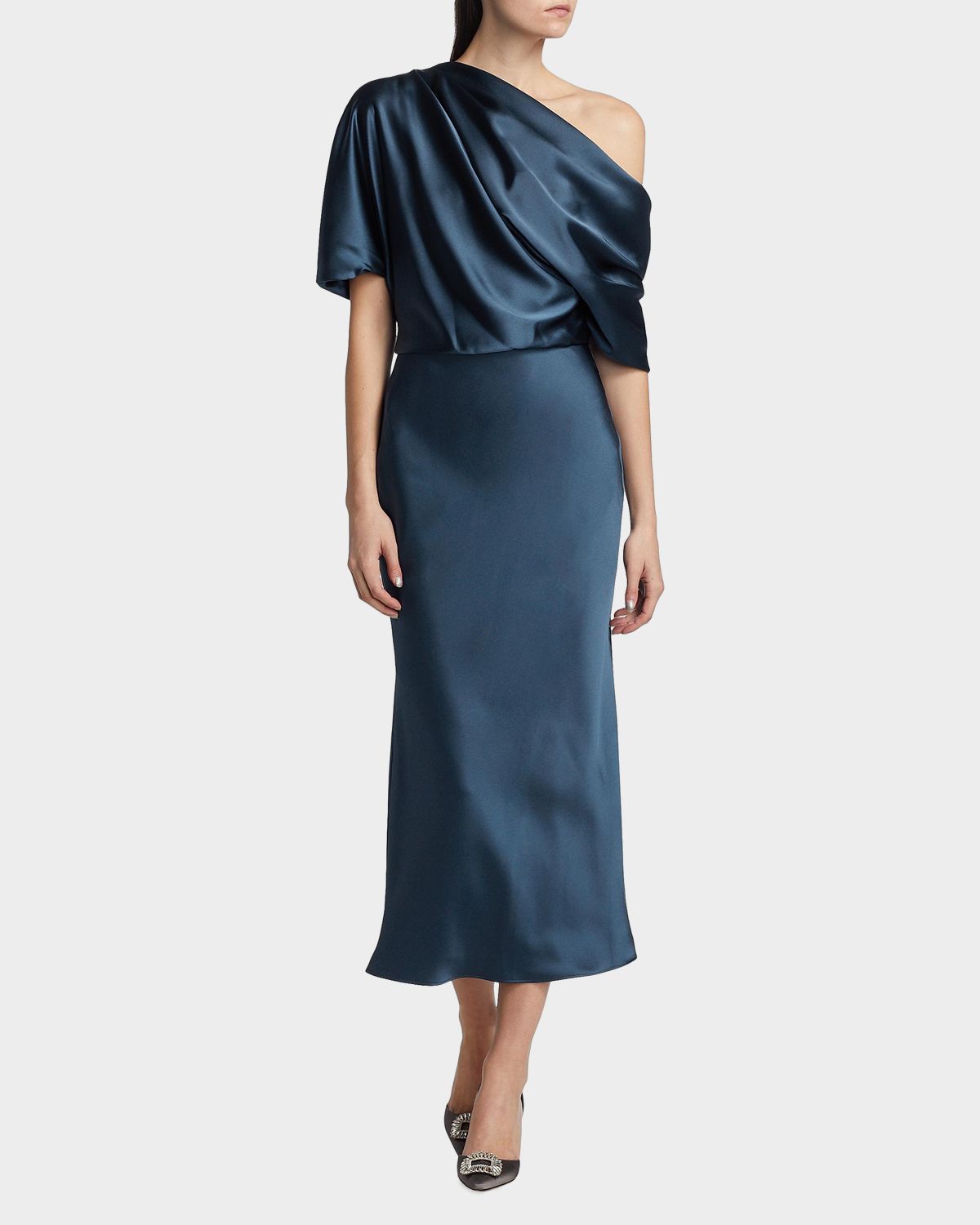 Amsale Draped Satin Pencil Midi-Dress | Thumbnail 7 Amsale Draped Satin Pencil Midi-Dress | Thumbnail 7
