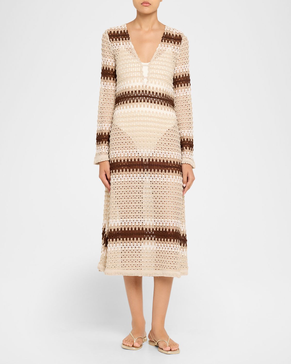 Ramy Brook Hannah Striped Knit Midi Dress