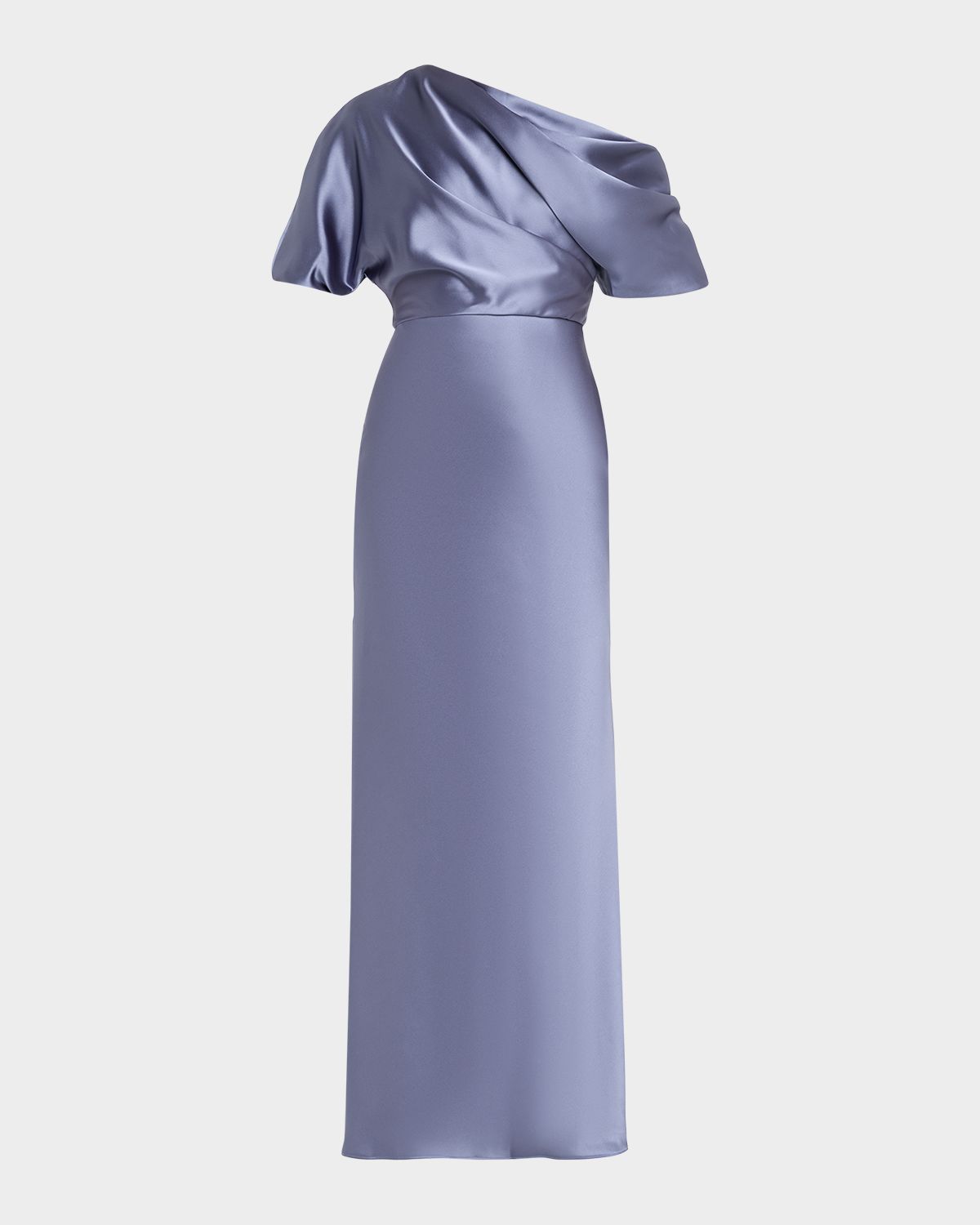 amsale draped satin one shoulder dress Amsale Draped One Shoulder Dress - Petrol