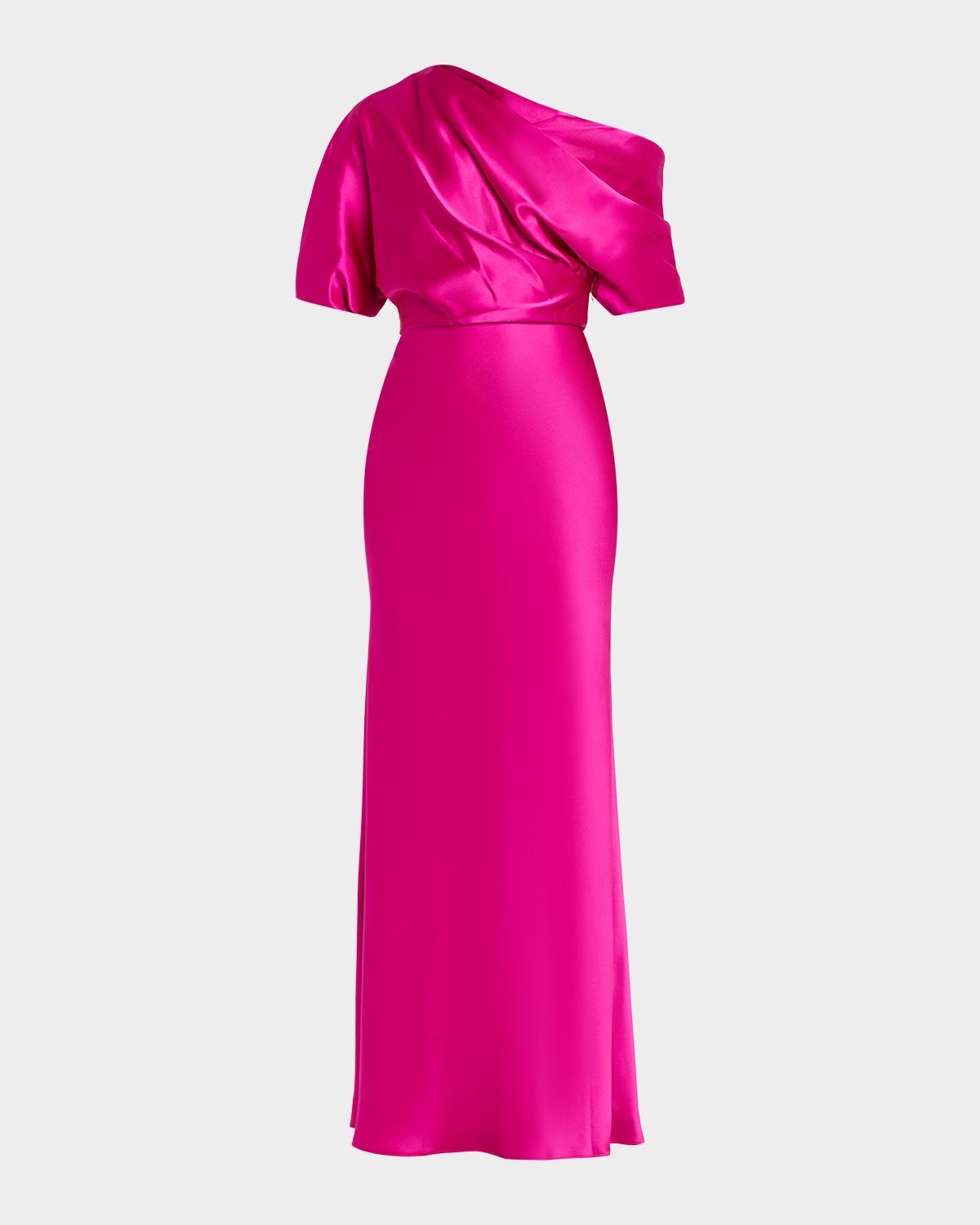 Amsale Draped Satin One-Shoulder Gown | Thumbnail 6