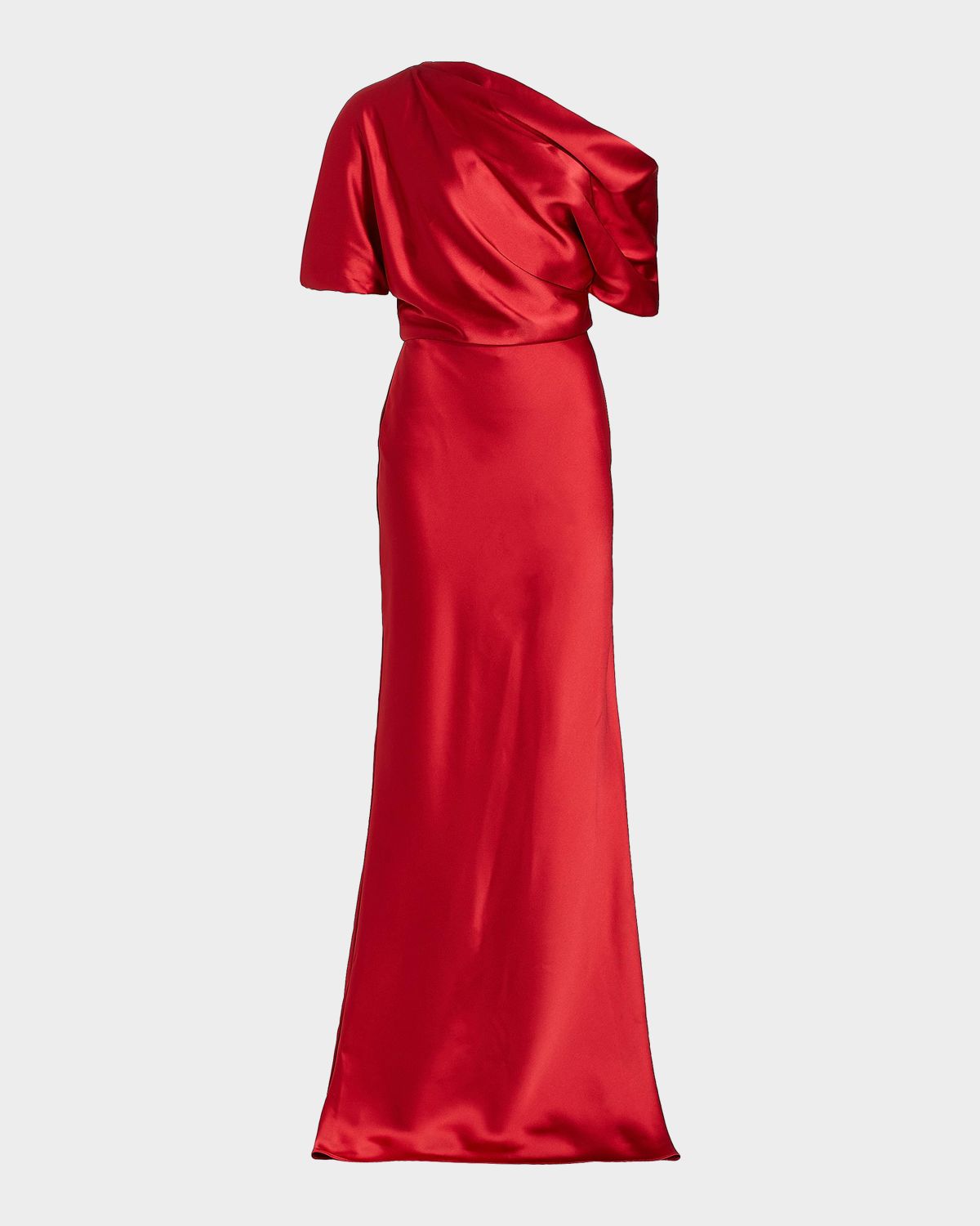 Amsale Draped Satin One-Shoulder Gown | Thumbnail 8