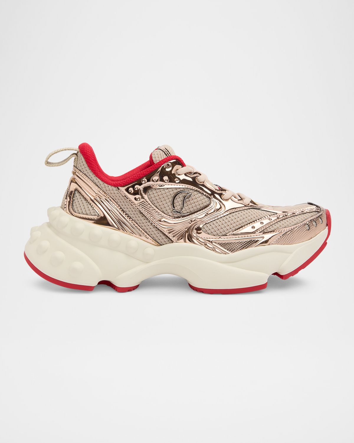 Christian Louboutin So Flo Mesh & Metallic Leather Runner Sneakers