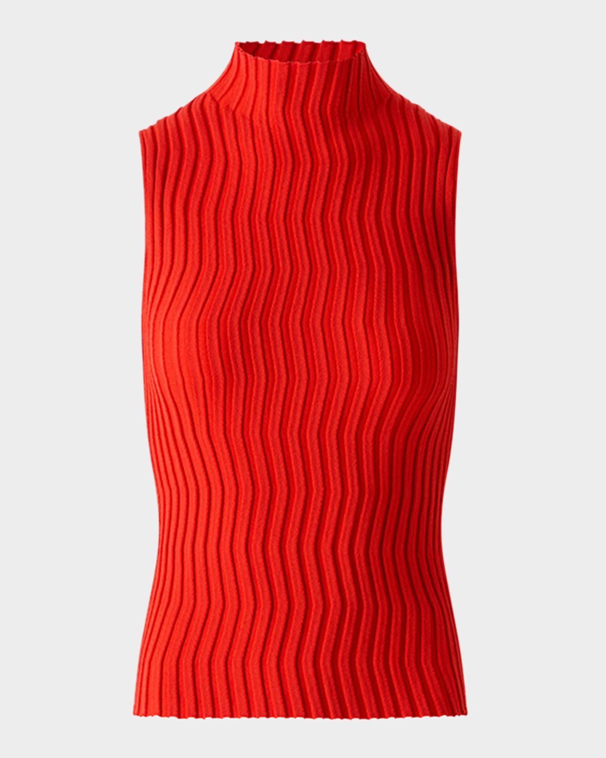 Akris Mock-Neck Wave Knit Sleeveless Top