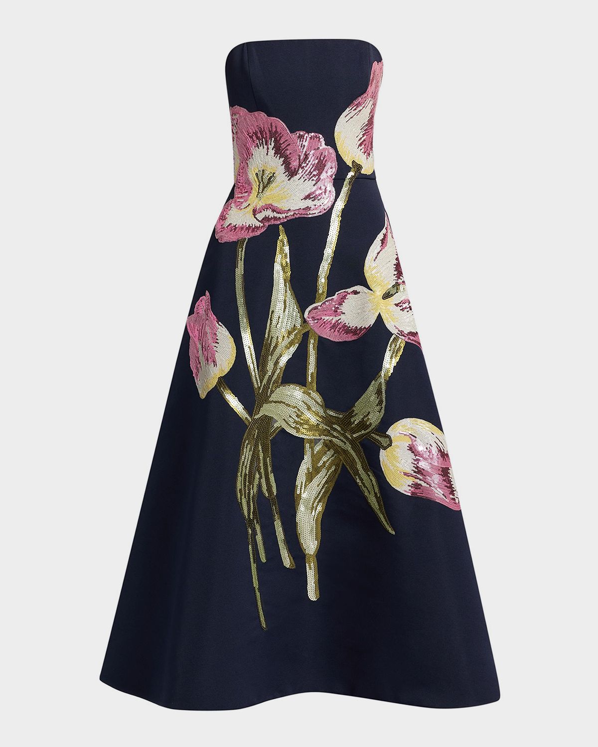Amsale Floral Sequined Strapless Midi Cocktail Dress | Thumbnail 8 Amsale Floral Sequined Strapless Midi Cocktail Dress | Thumbnail 8