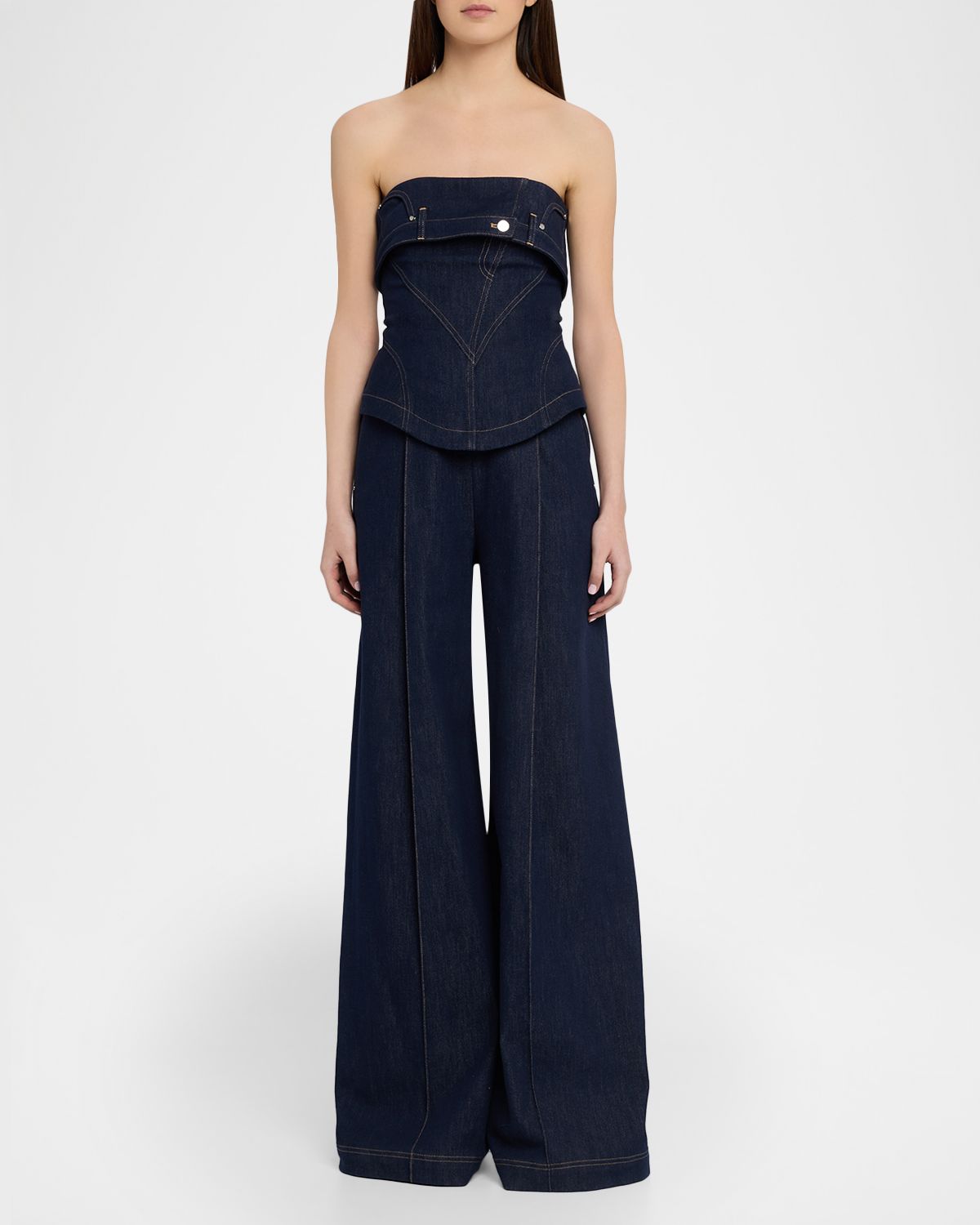 Et Ochs Jordan Strapless Corset Denim Jumpsuit