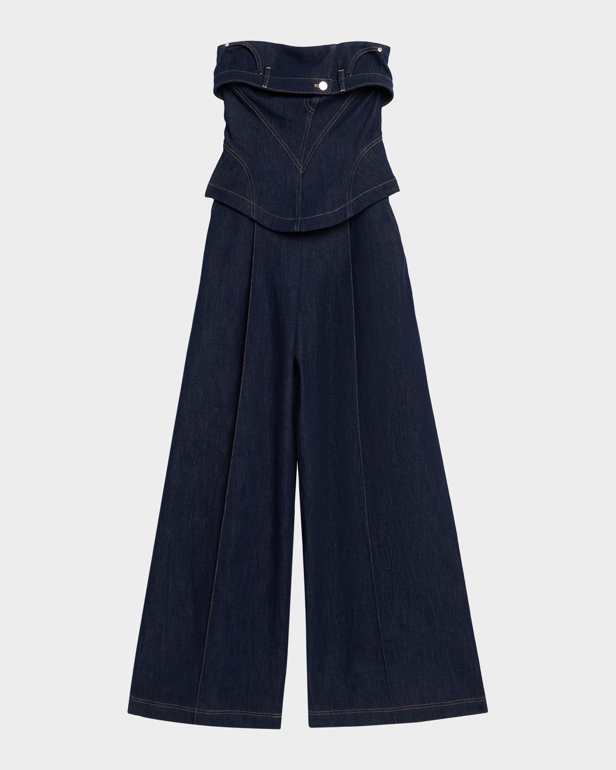 Et Ochs Jordan Strapless Corset Denim Jumpsuit