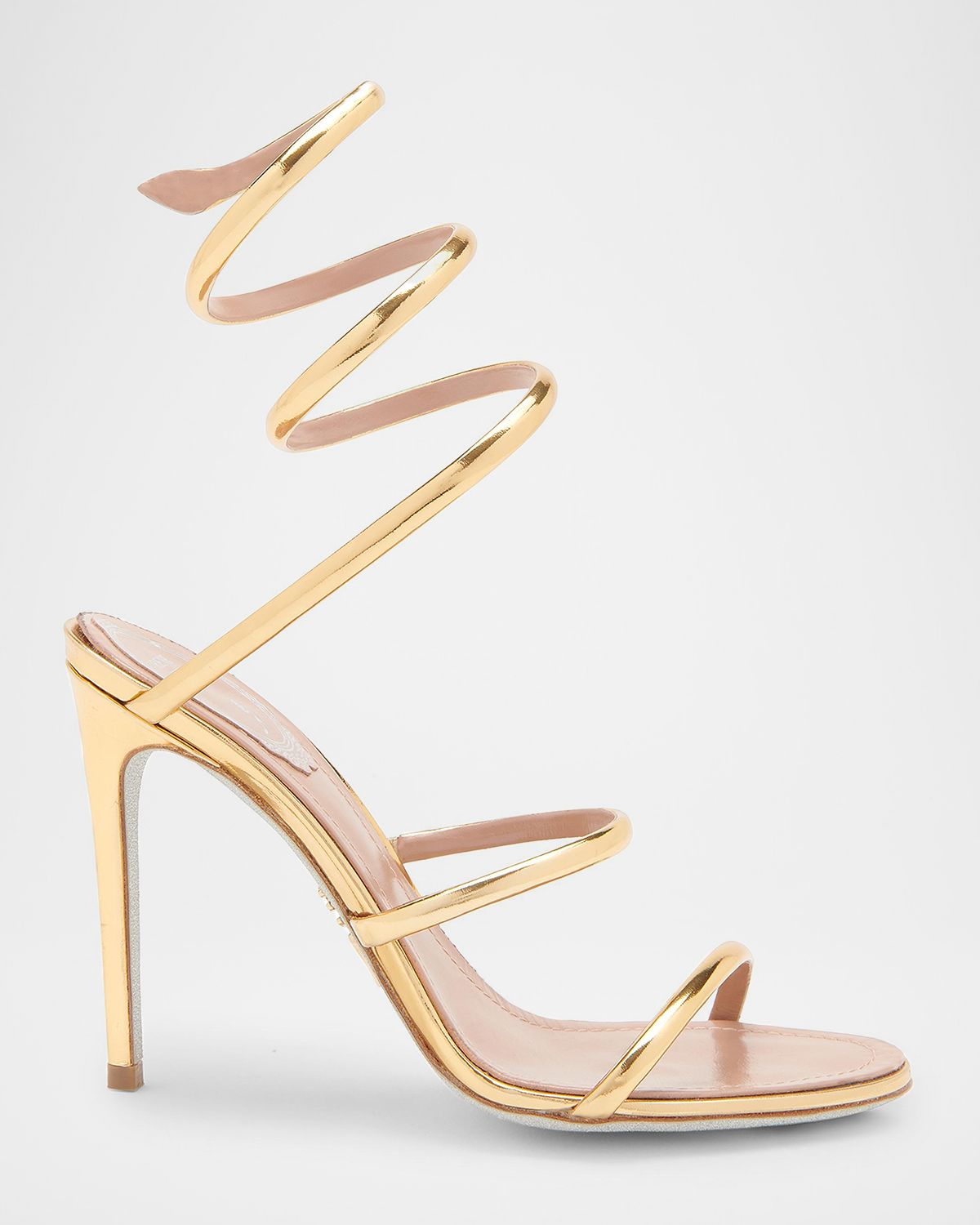 Rene Caovilla 105mm Cleo Metallic Leather Sandals