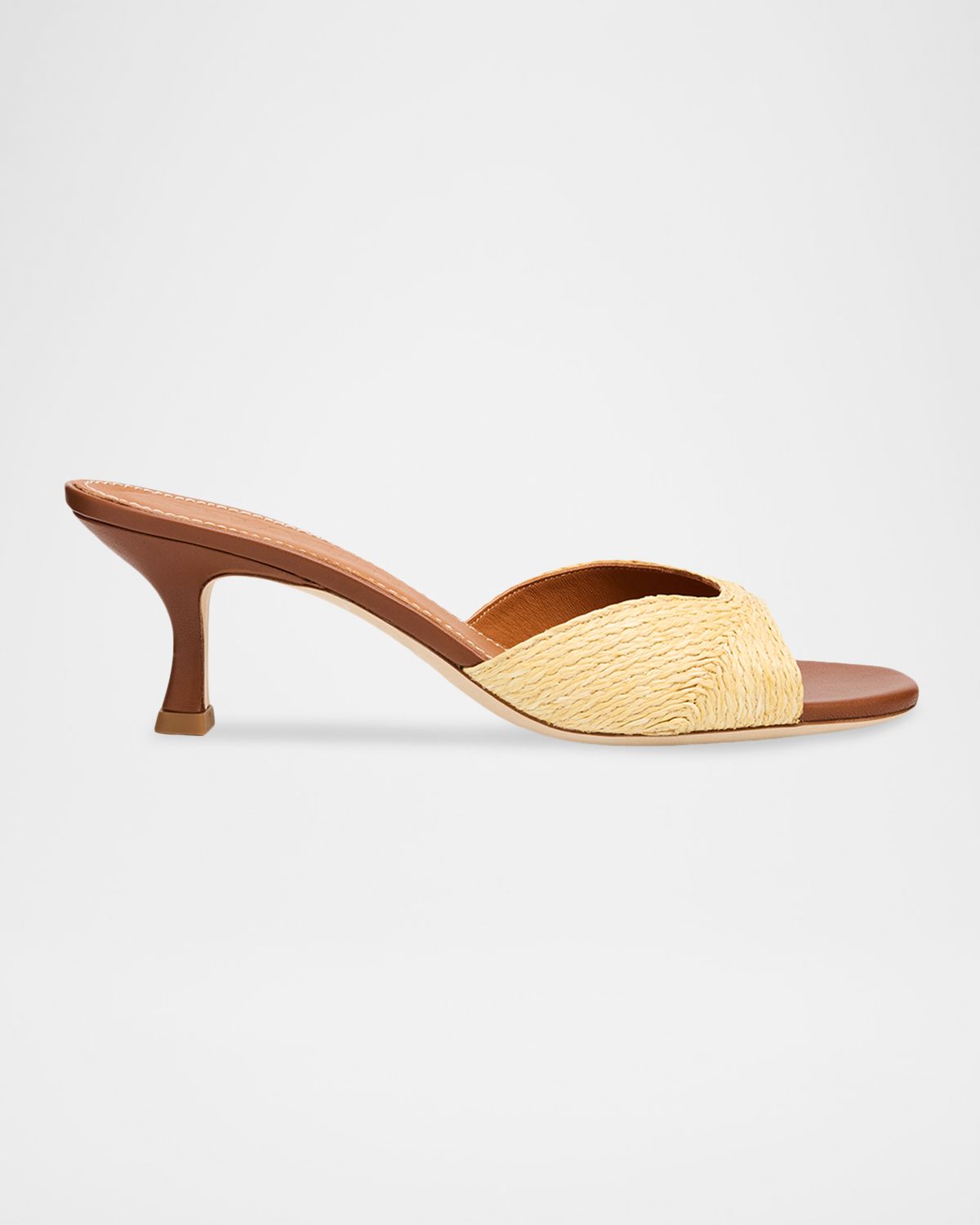 STAUD Brigitte Raffia Kitten-Heel Mules