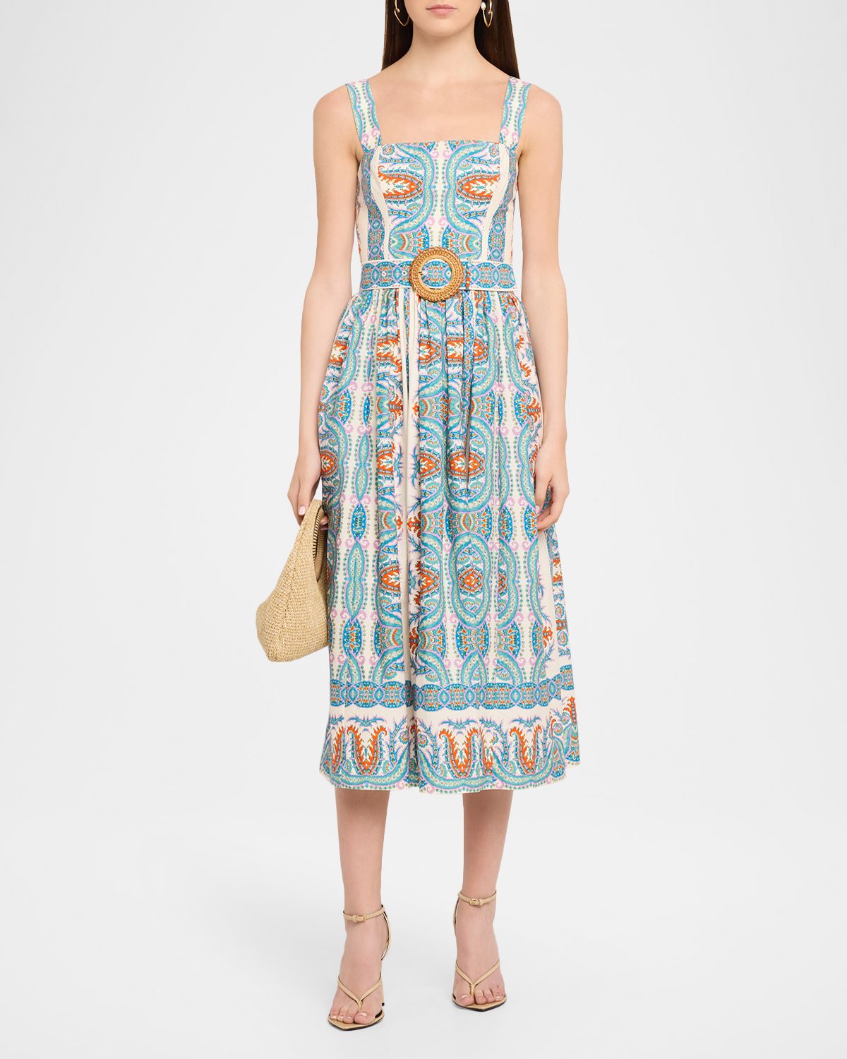 Cara Cara Julie Belted Poplin Midi Dress
