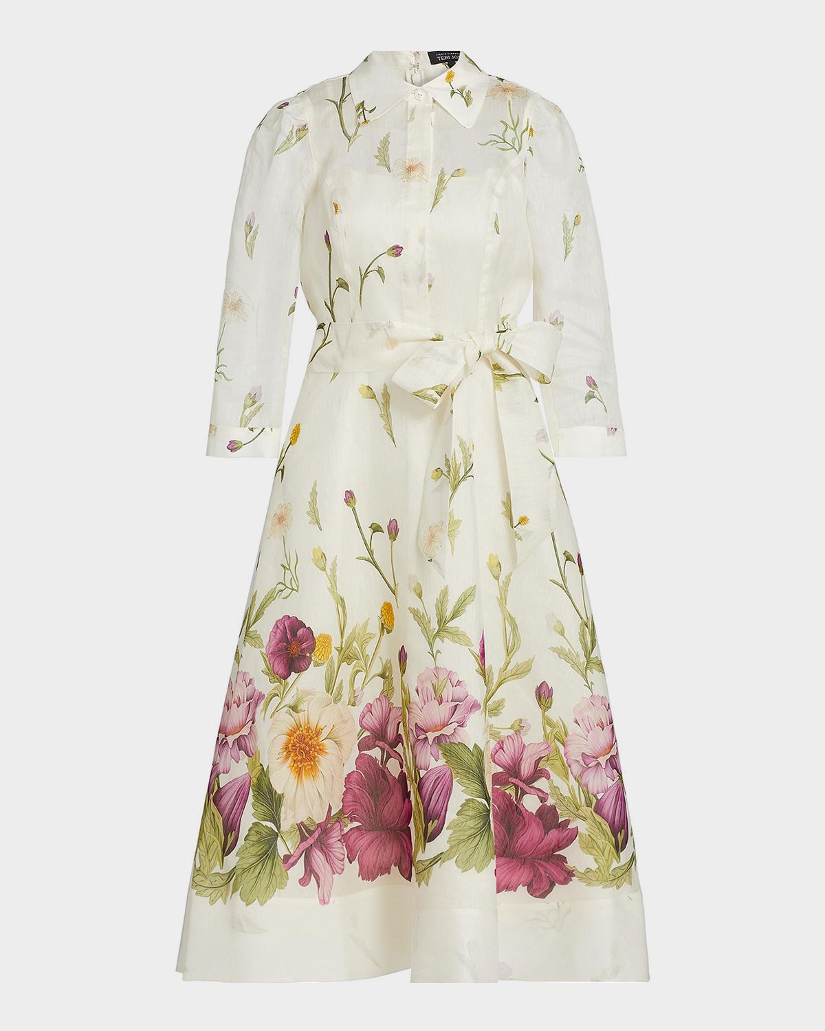 Rickie Freeman for Teri Jon Belted Floral-Print Midi Shirtdress | Thumbnail 8