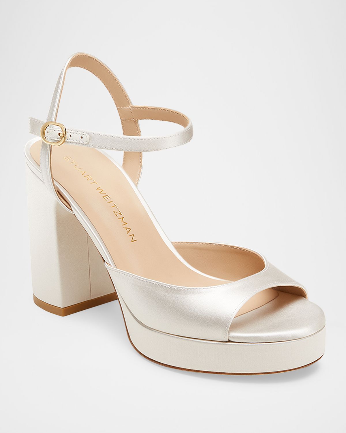 Stuart Weitzman 0mm Dayna II Satin Platform Sandals