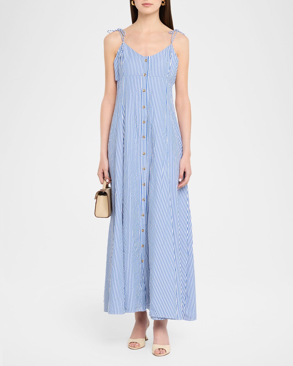 Rosie Assoulin High Garden Striped Button-Front Maxi Dress