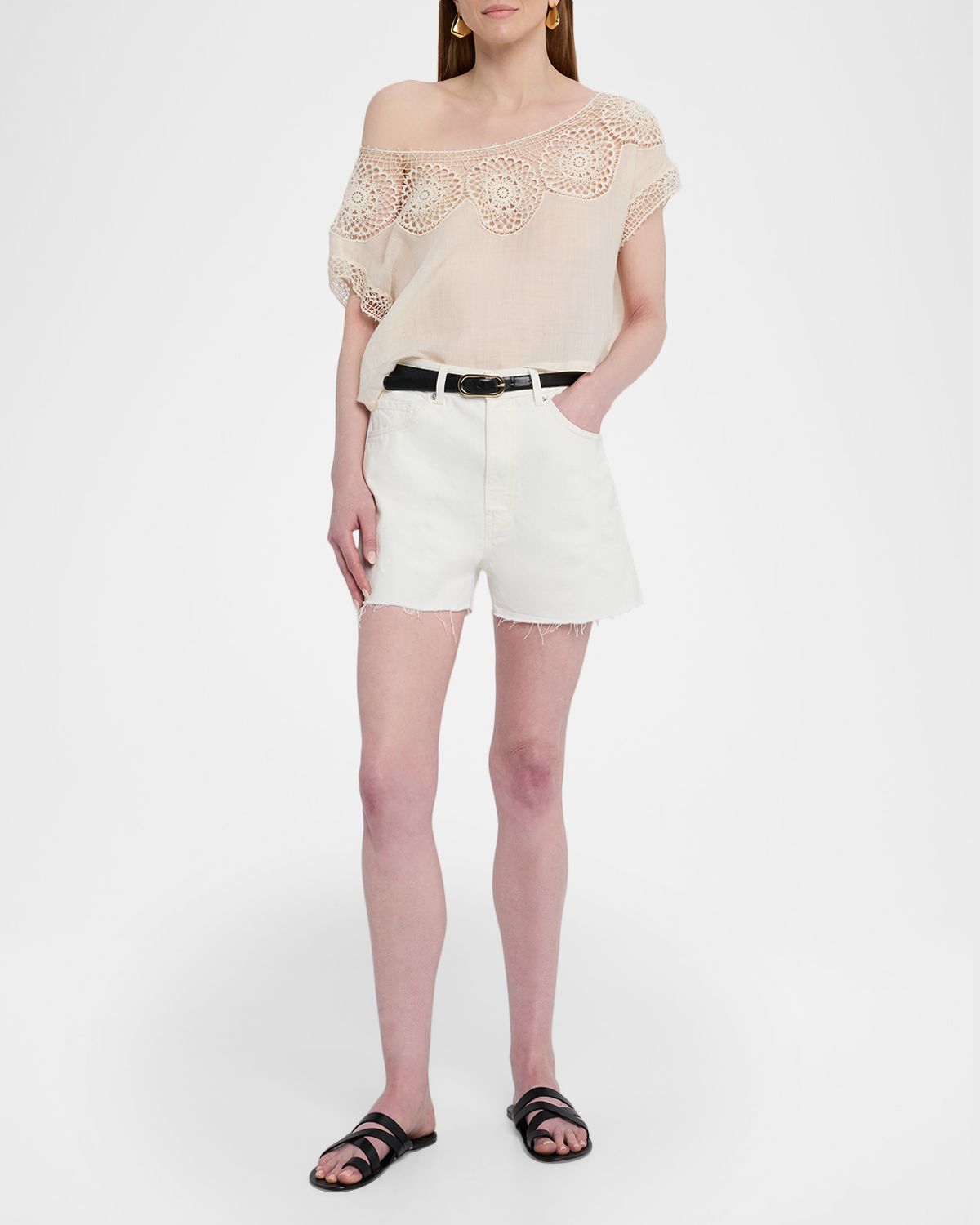 Nili Lotan Caila Embroidered Ramie Top