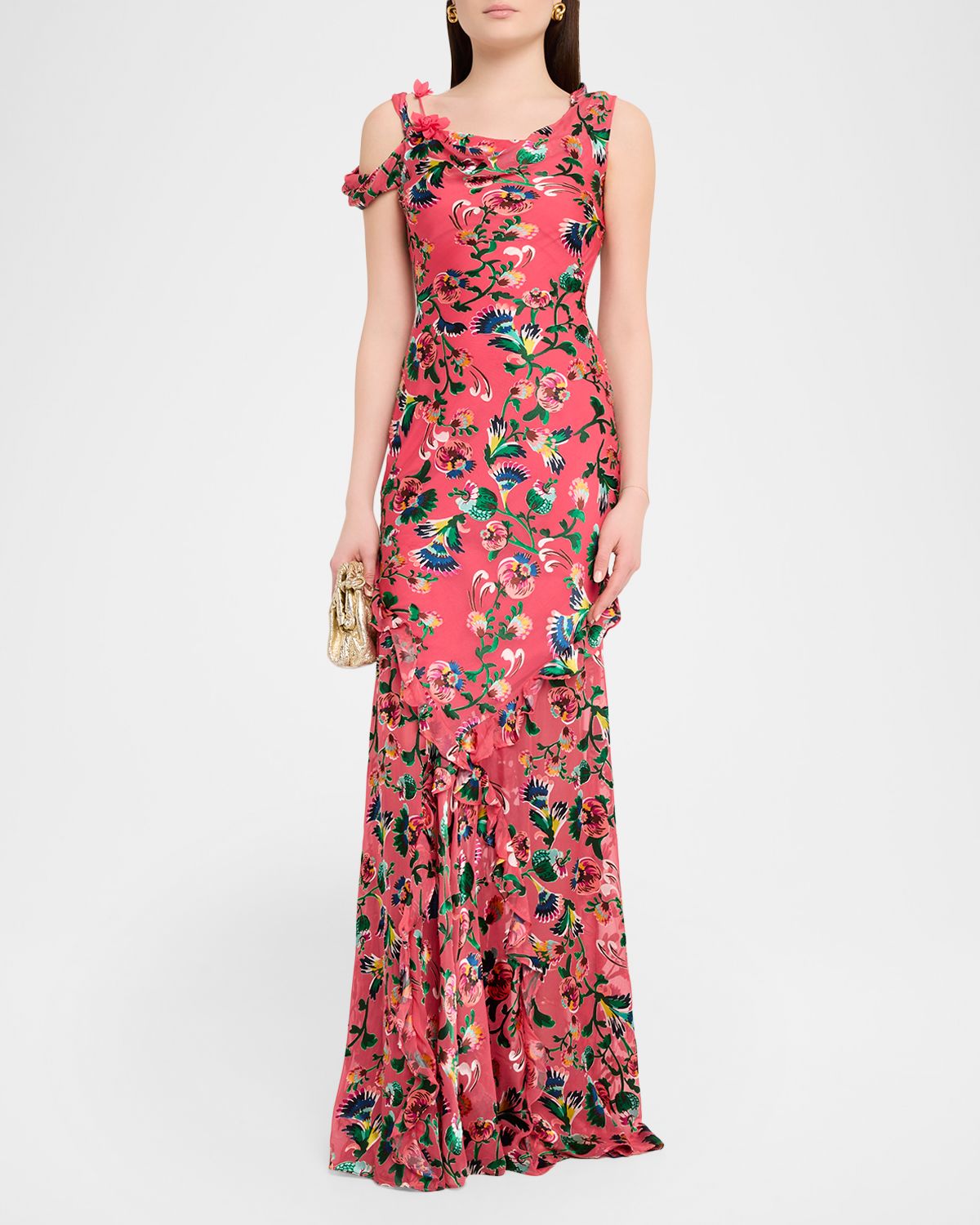 Saloni Seema Floral Silk Chiffon Maxi Dress