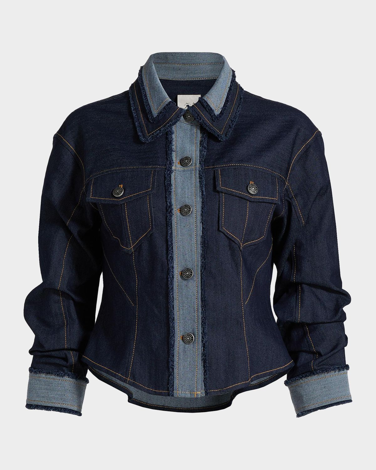 Cinq a Sept Stretch-Cotton Contrast-Stitch Crop Jacket