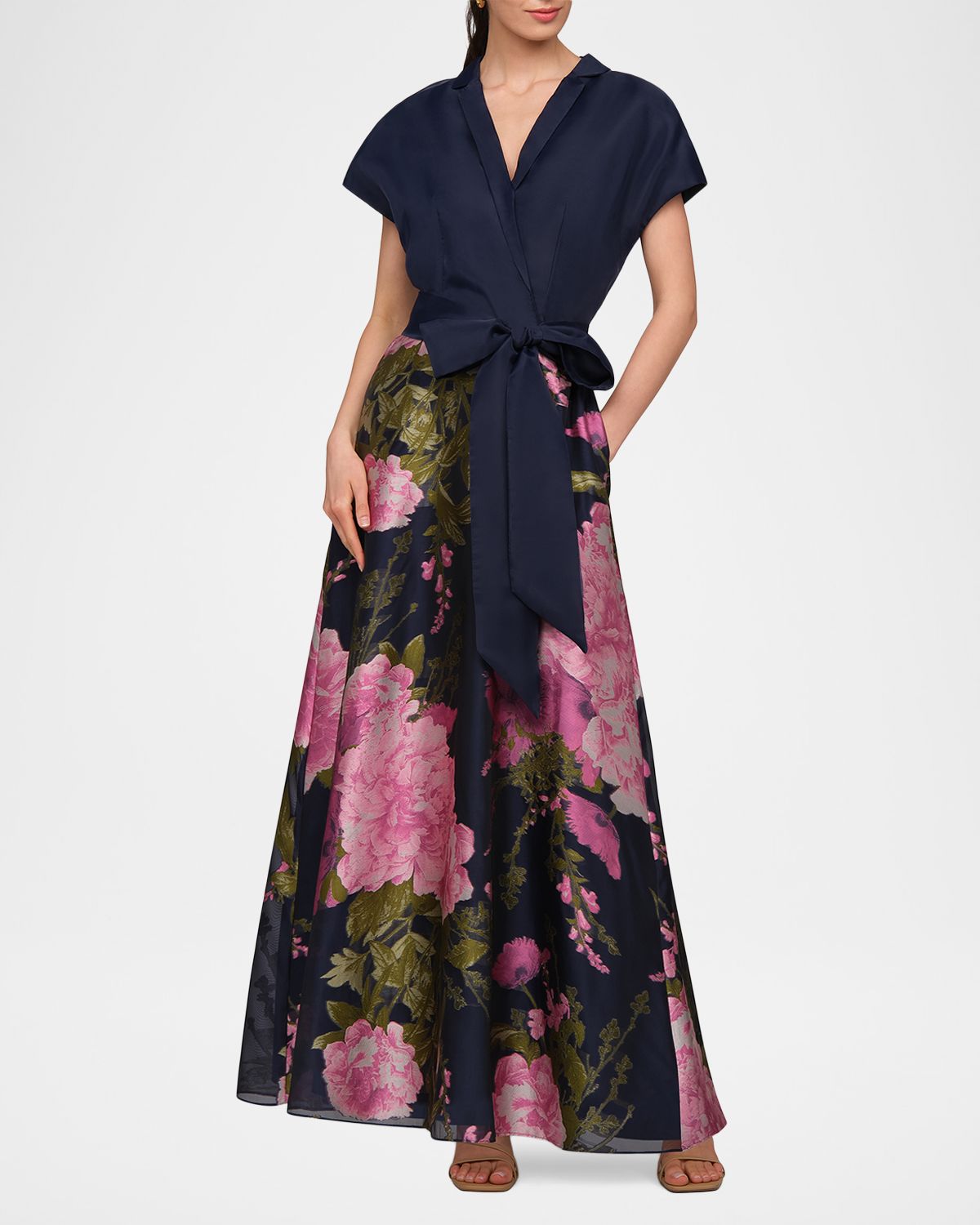 Kay Unger New York Samira Metallic Floral Gown | Thumbnail 2 Kay Unger New York Samira Metallic Floral Gown | Thumbnail 2