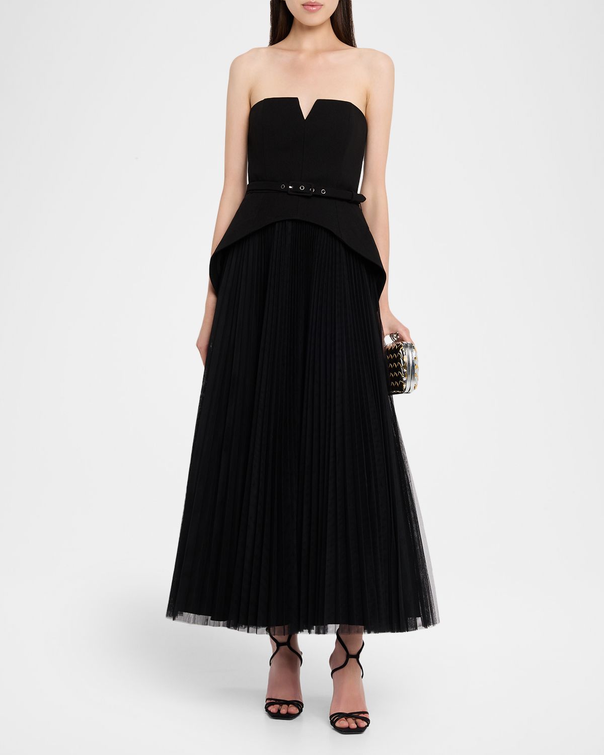 Hutch Lilibet Strapless Pleated Tulle & Gabardine Gown